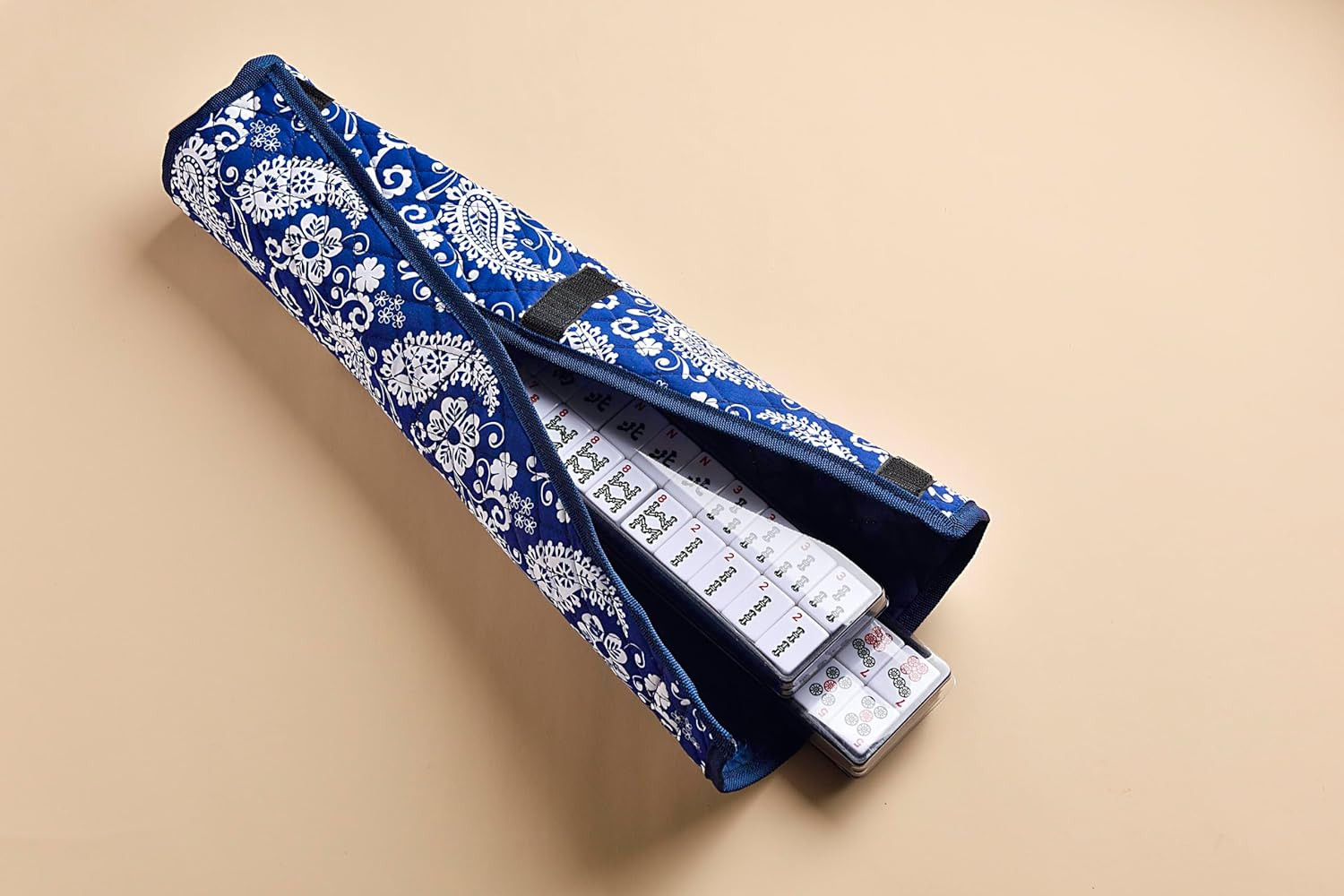 American Mahjong Set, Blue Paisley Carrying Bag,166 Premium White Tiles,4 All-In