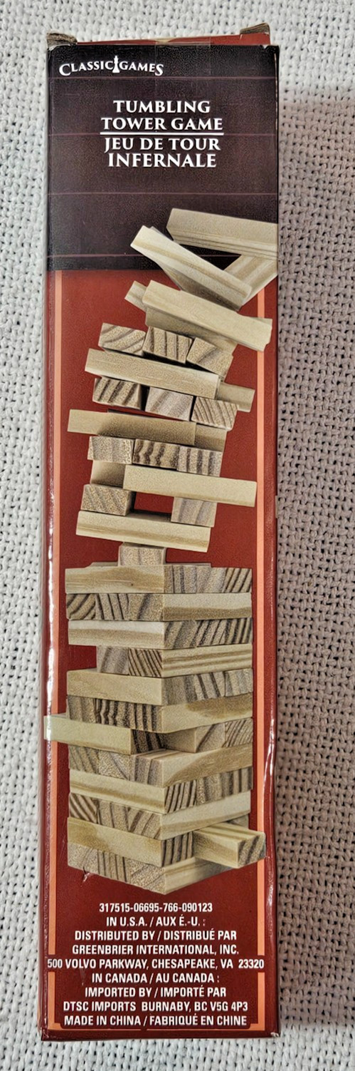 Classic Game Mini Wooden Blocks Tumbling Game 72 Pc Crafts Or Playing New Sealed
