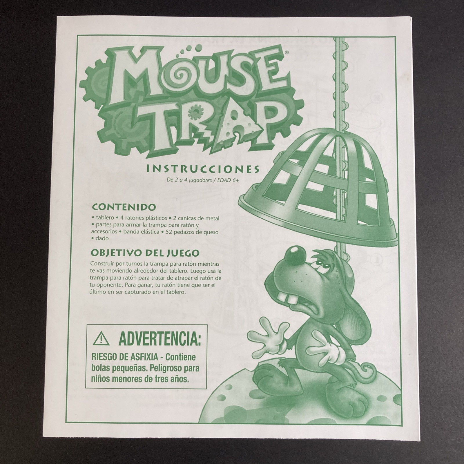 Spanish MOUSE TRAP Milton Bradley 2005 Replacement Instructions / Building Plan