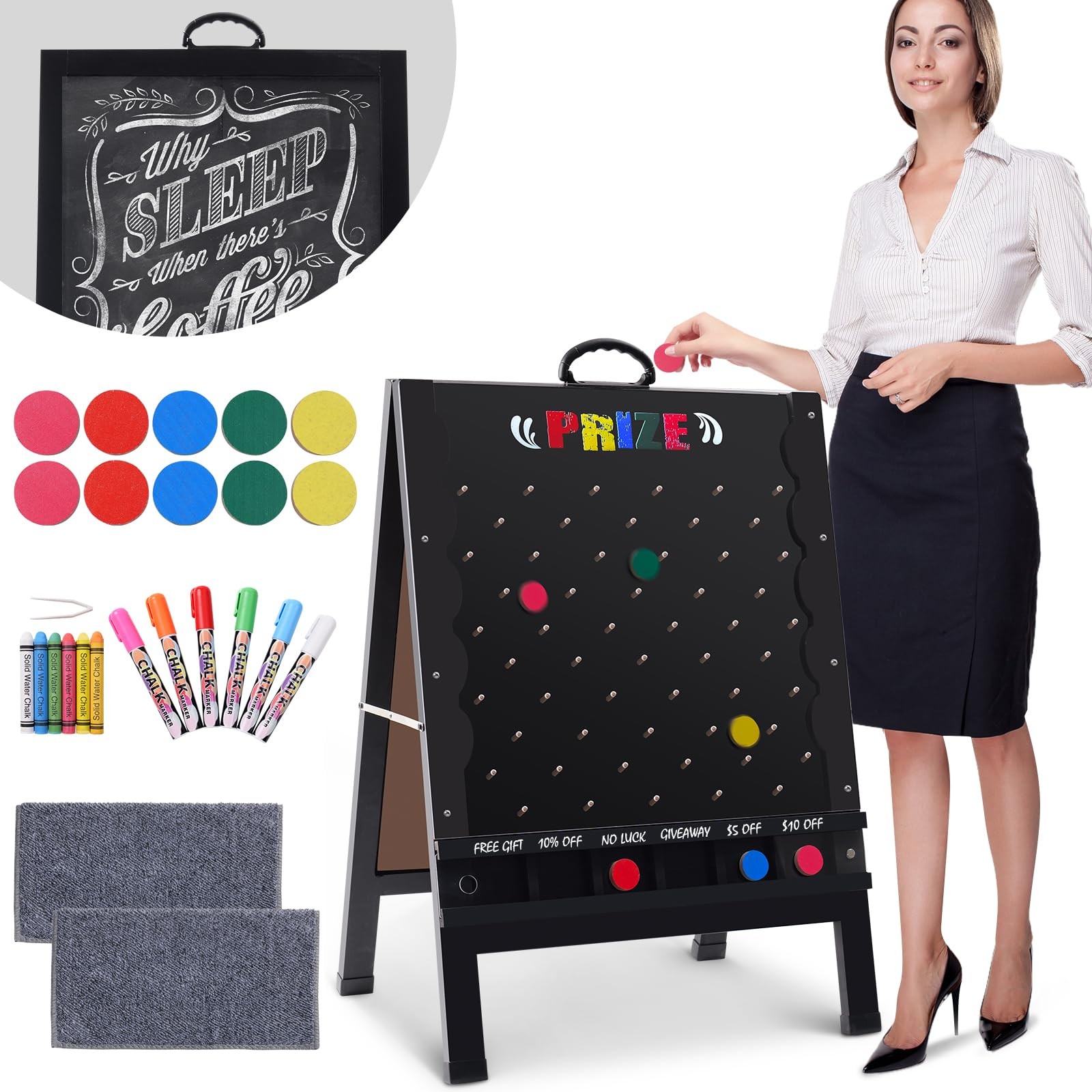 Prize Drop Game Board, 21″x30″ Foldable Double-Sided Design with Wooden A-Fra…