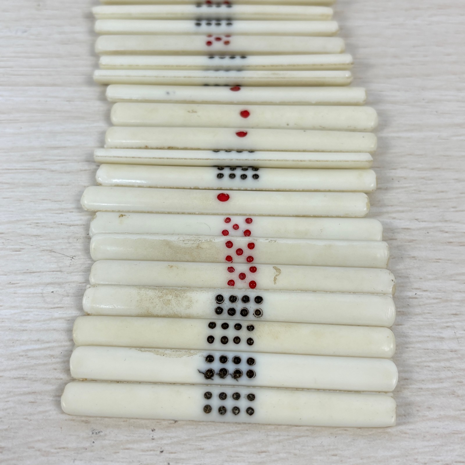 Vintage Japanese Mahjong Tile Set Brown Leather Case 1950s-60s Ivory Tiles AS-IS