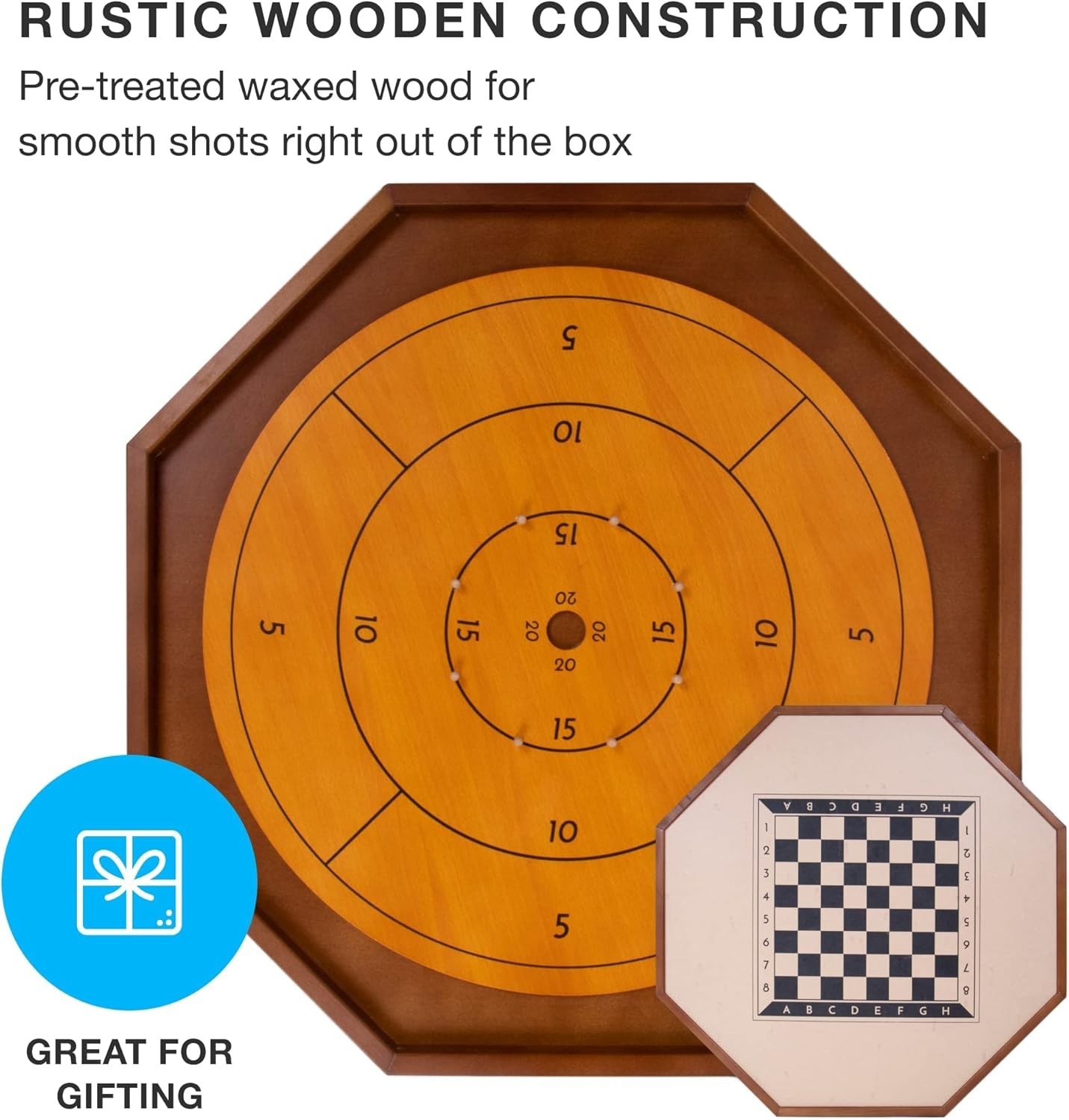 Tournament-Grade Crokinole Board & Checkers Set – 30 Inch Fun for Two