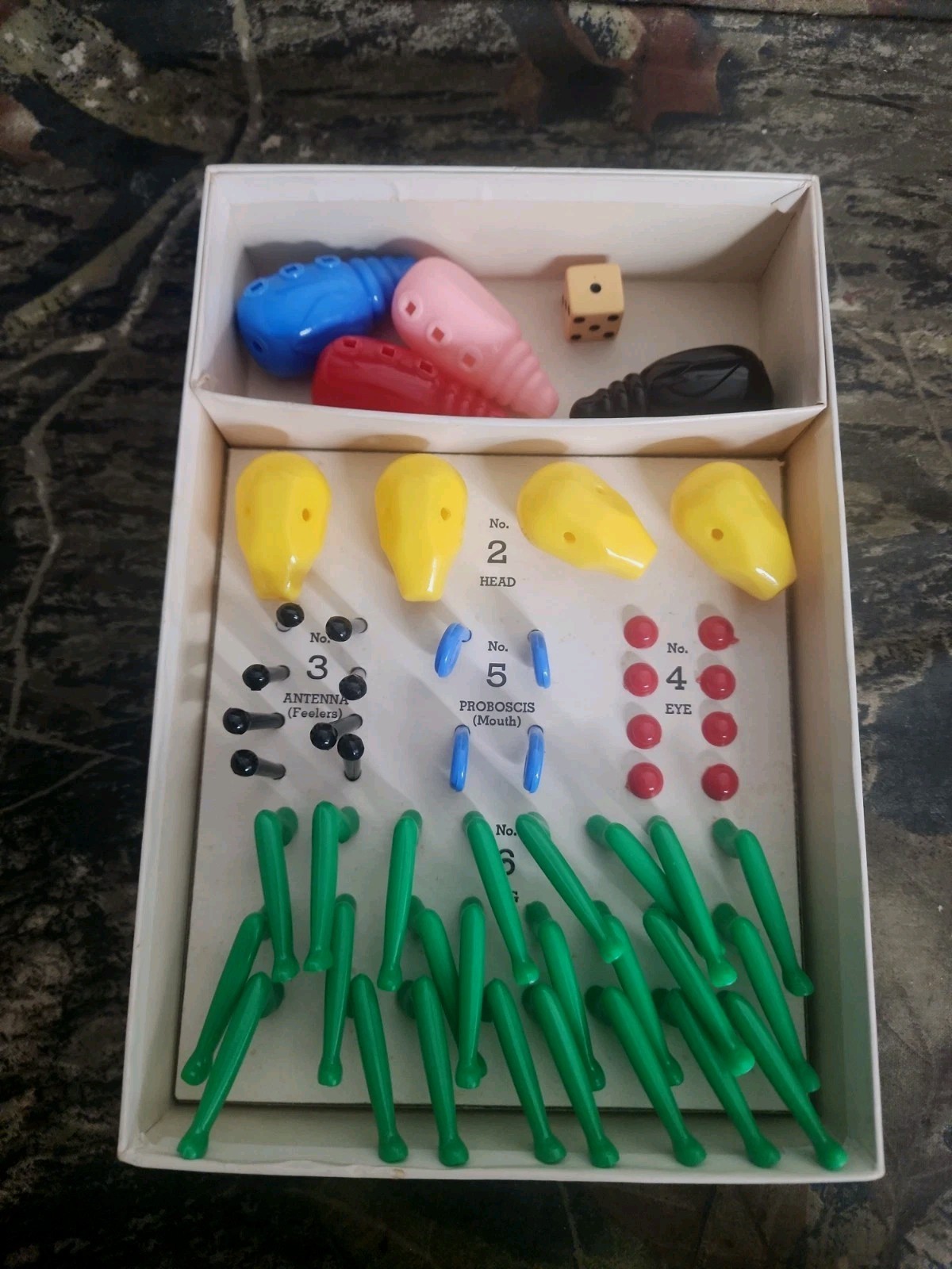 VTG 1949 COOTIE BOARD GAME W.H. SCHAPER MFG ORIGINAL GOOD CONDITION COMPLETE DL