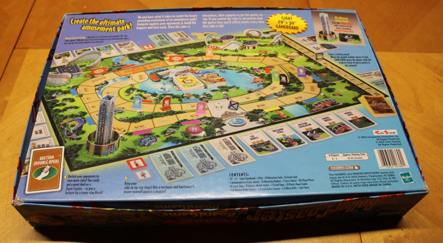 ROLLER COASTER TYCOON Board Game – Parker Brothers – 2002 – NEW OPEN Box