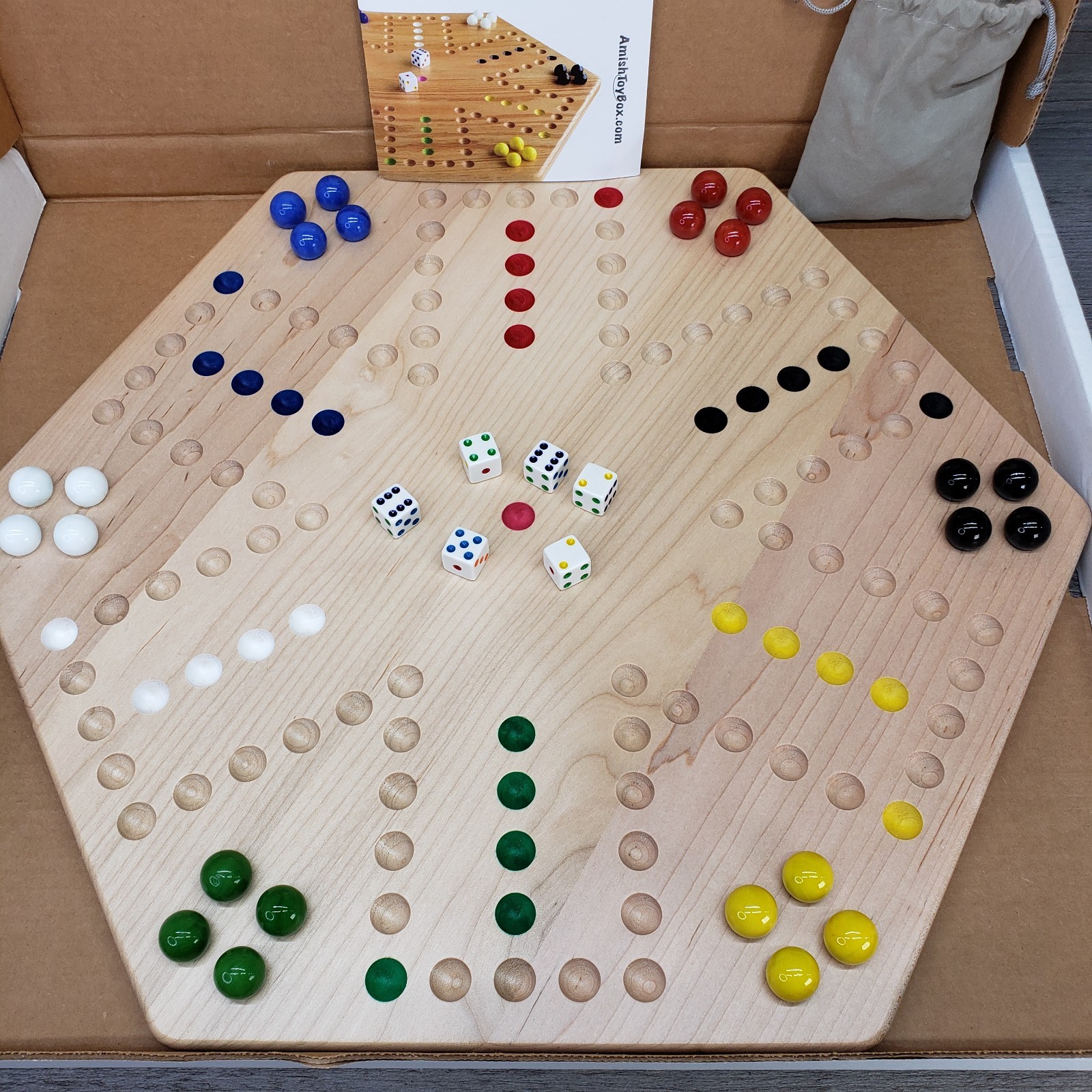 Oak Hand-painted Double-sided Aggravation Game Board, 16″ Amish Wood