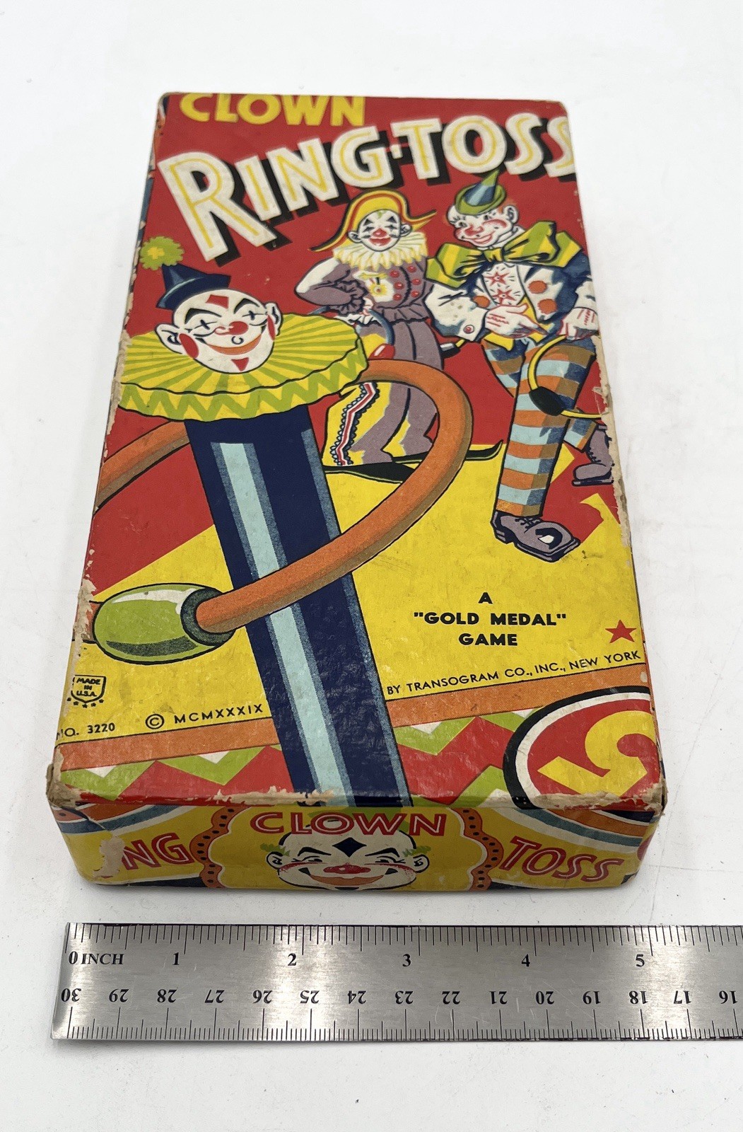 1939 Vintage No. 3220 Clown Ring Toss Game By Transogram Co., Inc NY Made In USA