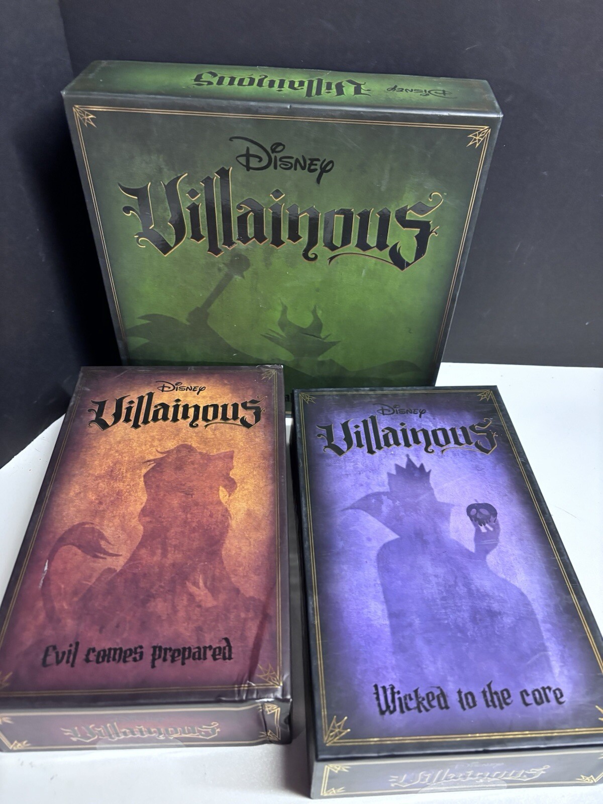 Disney VILLAINOUS Board Game w/2 Expansions (Wicked to the Core, Evil Prepared)