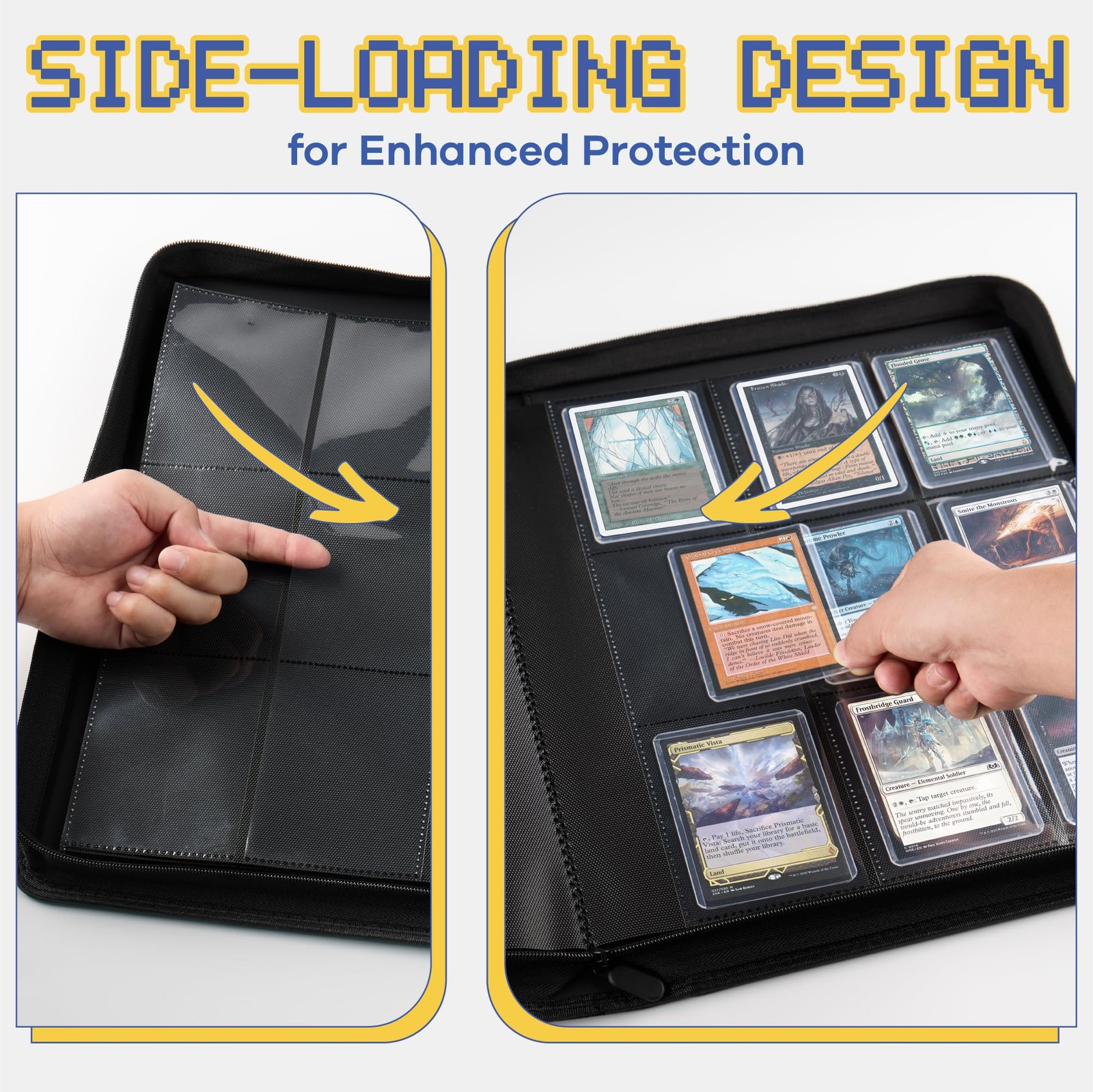 9-Pocket Toploader Binder, Clovecat Premium Card Book， Holds 252cards, Grey