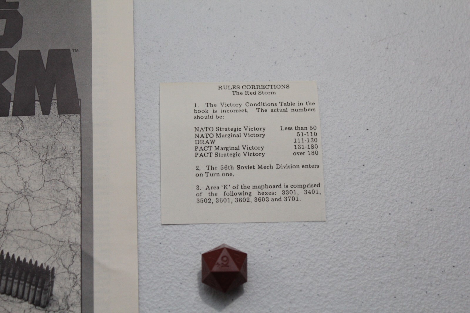 The Red Storm Invasion Of West Germany Yaquinto Games 1983 PUNCHED