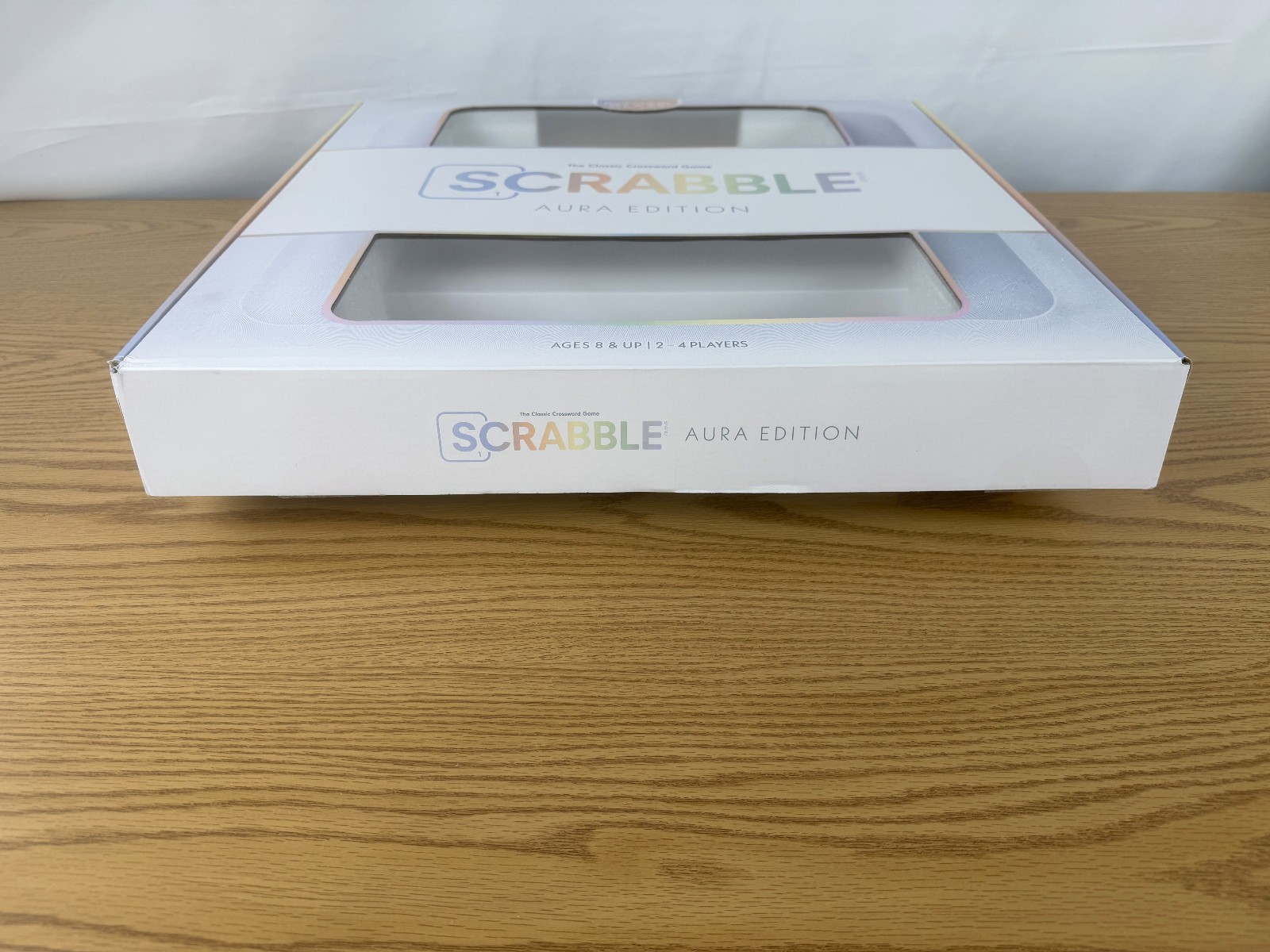 SCRABBLE AURA Glass Game WS Game Rotating Board Lazy Susan Open Box