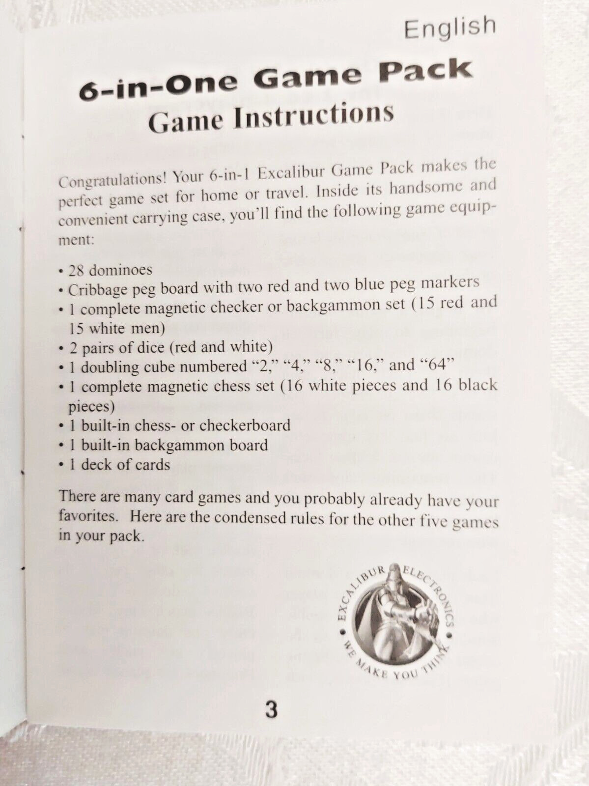 Avon 2005 Ultimate Excalibur 6 In 1 Travel Game Pack In Secure Black Case