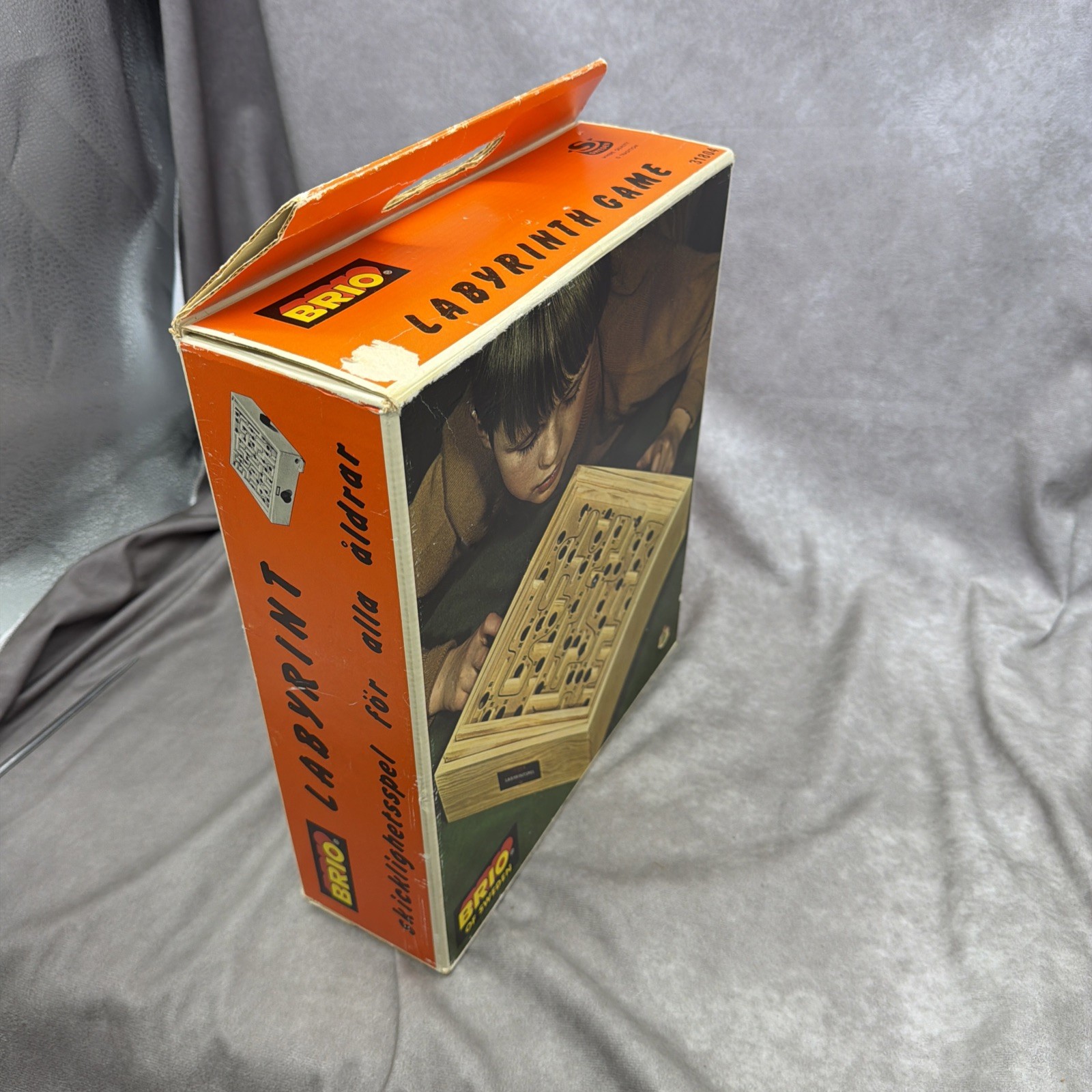 Vintage Brio Labyrinth Wooden Board Game Sweden in Original Box w/ball Works