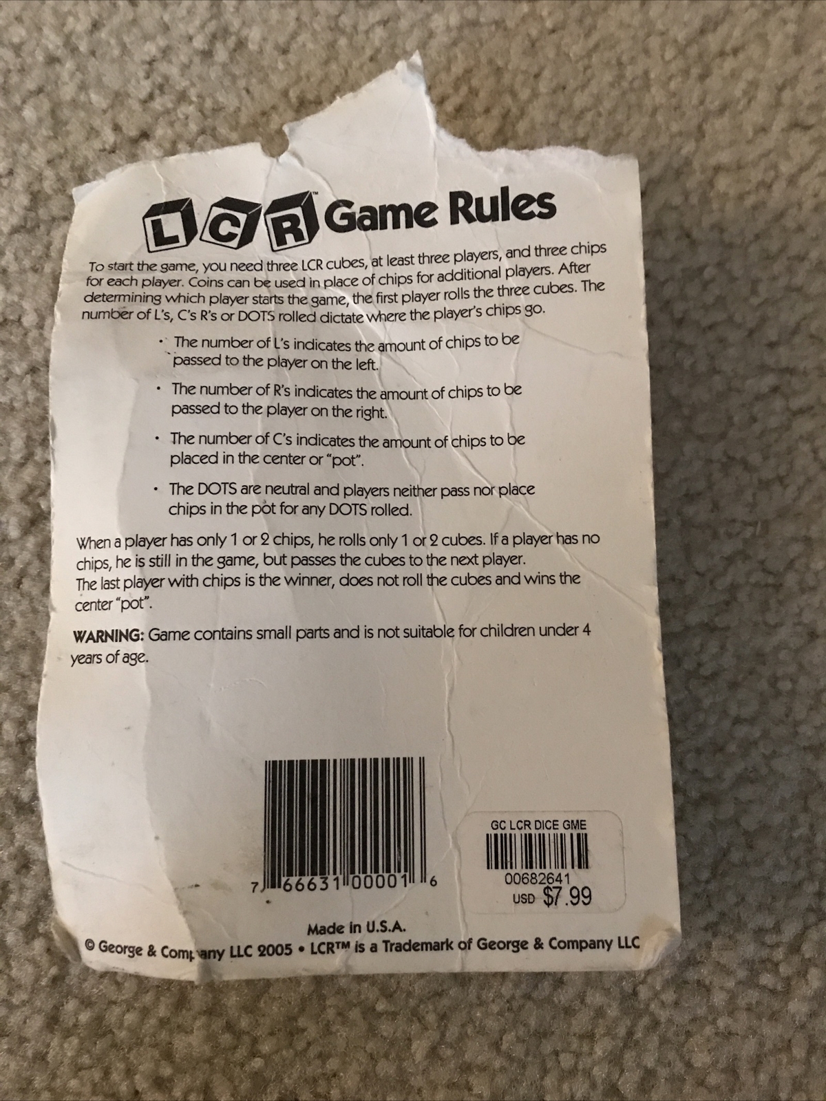 LCR Left Center Right Dice Game – NEW