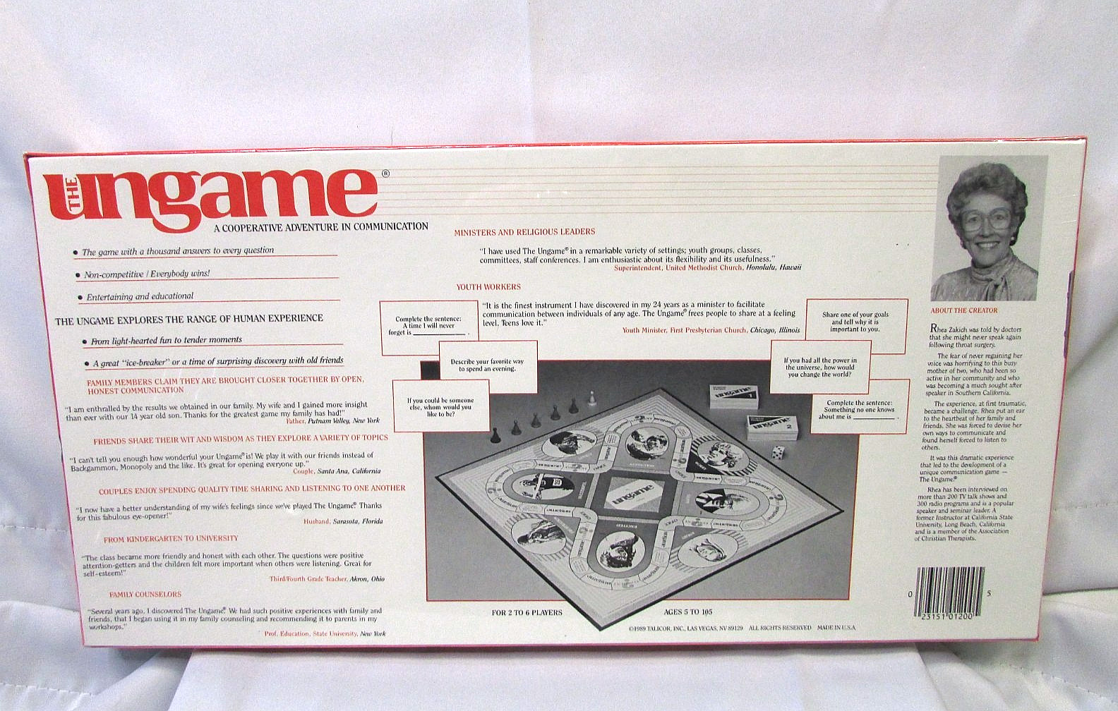 1989 Vintage Sealed THE UNGAME Board Game Family Time Christian Version Vtg 80s