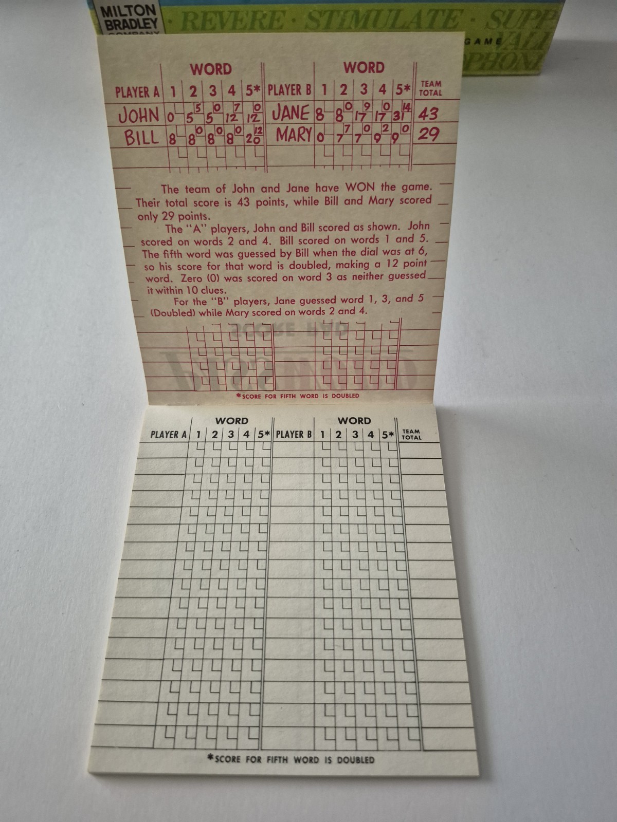 Vintage Password Board Game Volume Ten Milton Bradley 4260 Complete Score Pad