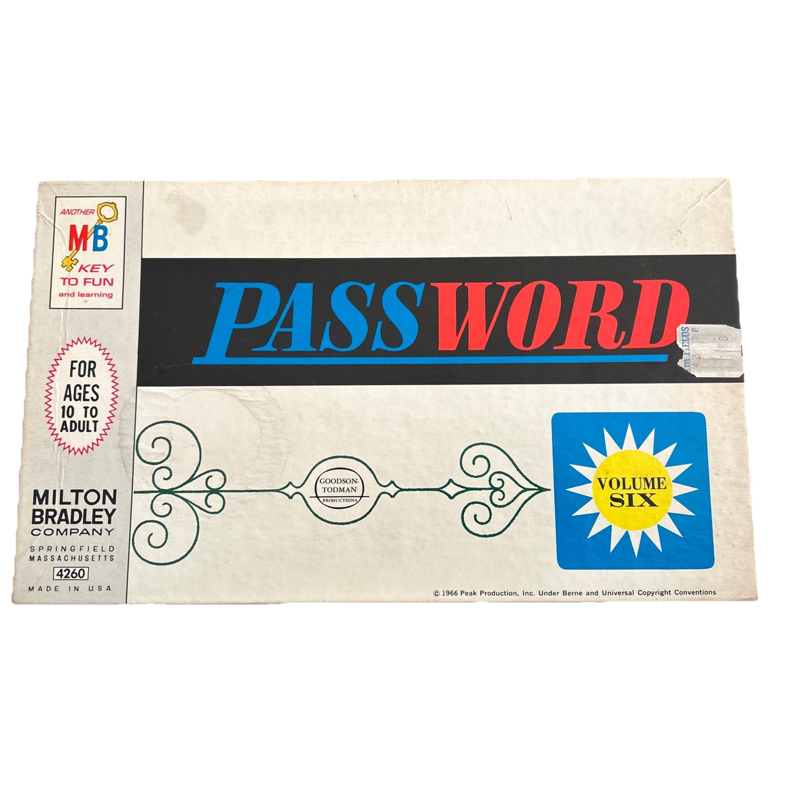 Milton Bradley #4260 Vintage Password Game Volume 6 1966 For Ages 10 to Adult