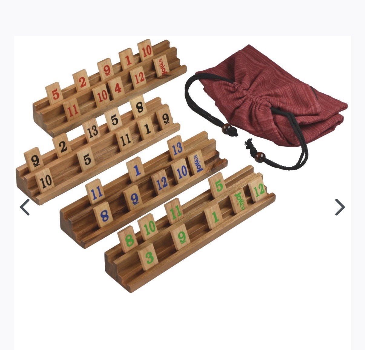 Rummy Okey for 2 to 4 players – 108 tiles and 4 holders and a cloth bag