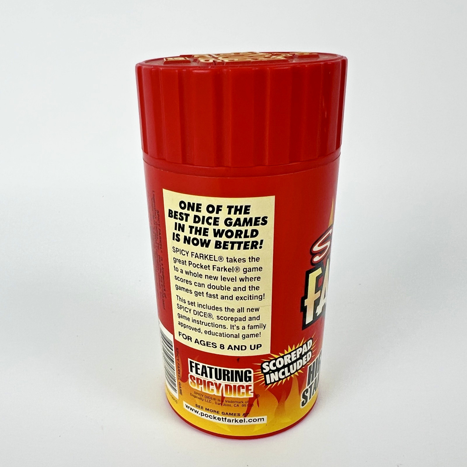 LGI Spicy Farkel 2005 Complete Red Canister Dice Game Scorepad Legendary Travel