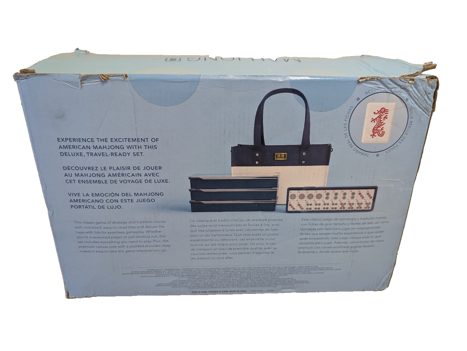 Mahjong Set With Carrier Tote Bag with Shoulder Strap Winning Solution American
