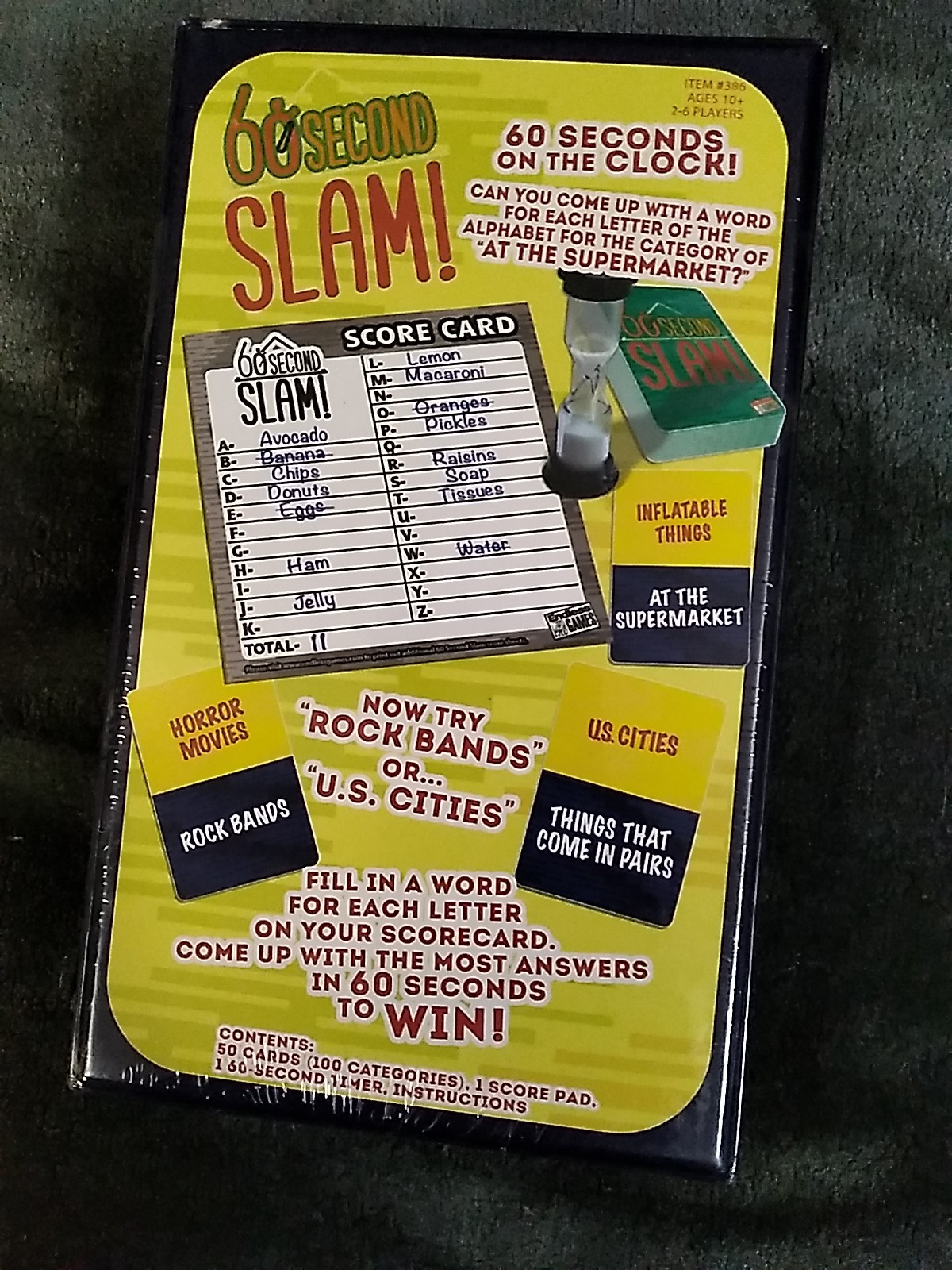 60 Second Slam! Race The Clock Alphabet Category Game – Brand New