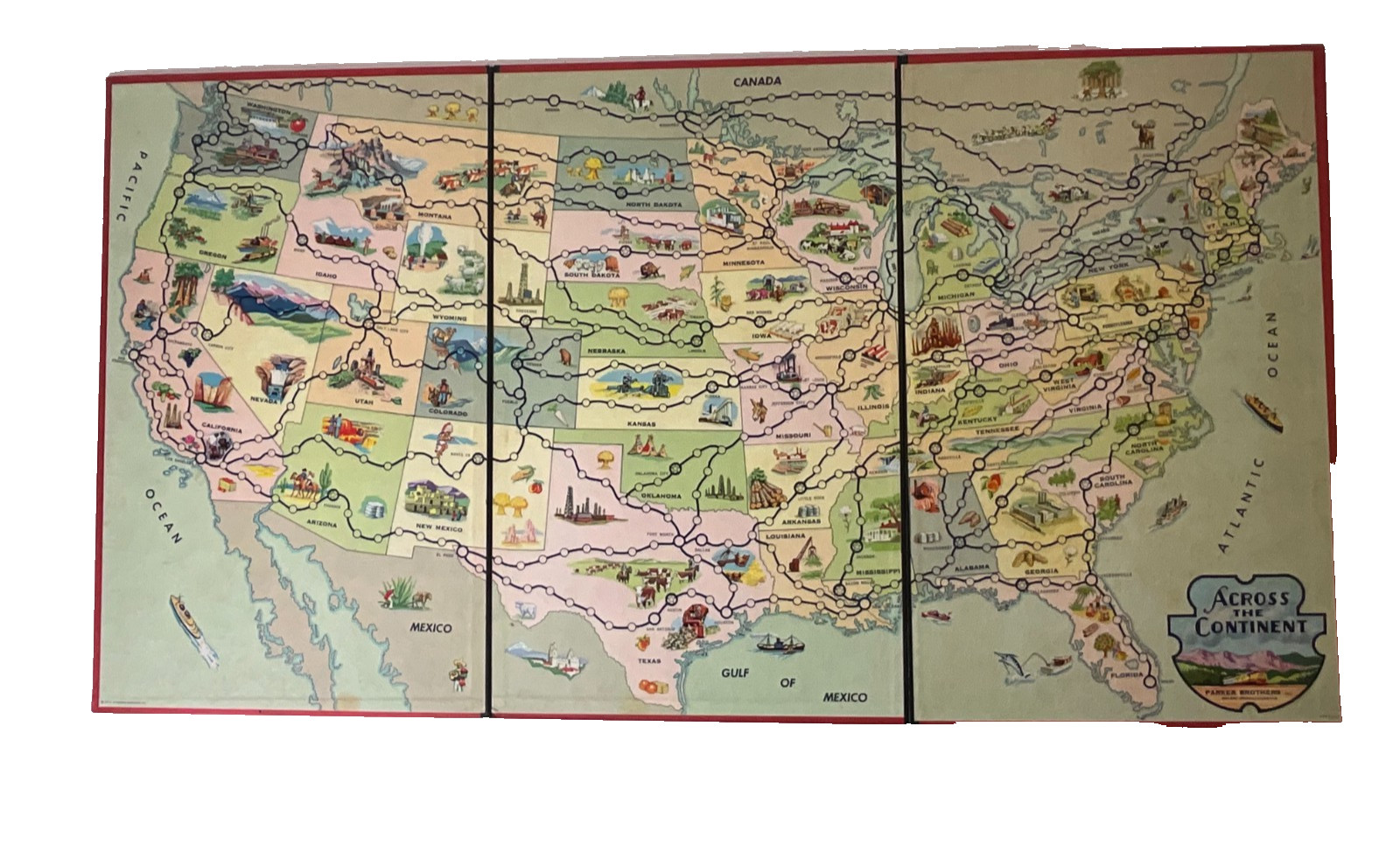 Vintage Across The Continent The United States 1952 Board Game Parker Brothers