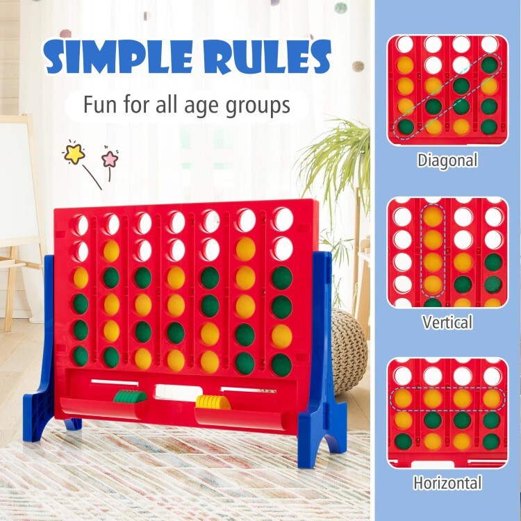 Giant Connect 4 Jumbo Game Play Set Family Outdoor w/Carrying Bag & Storage Tray