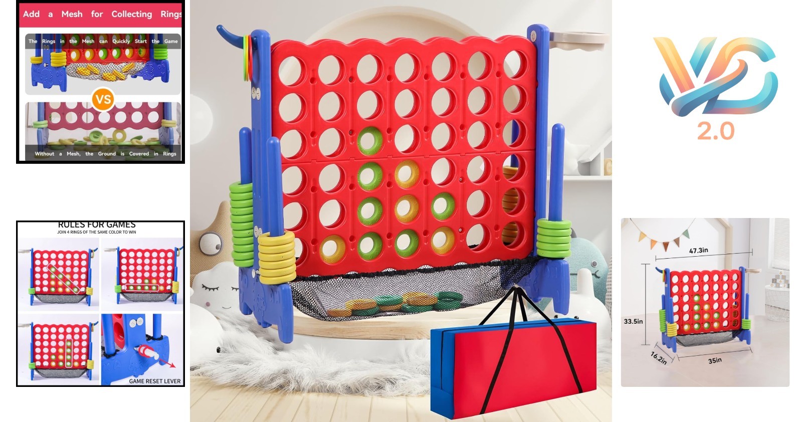 Giant 4-to-Score Game Set with Carrying Bag Blue Red Indoor Outdoor Large