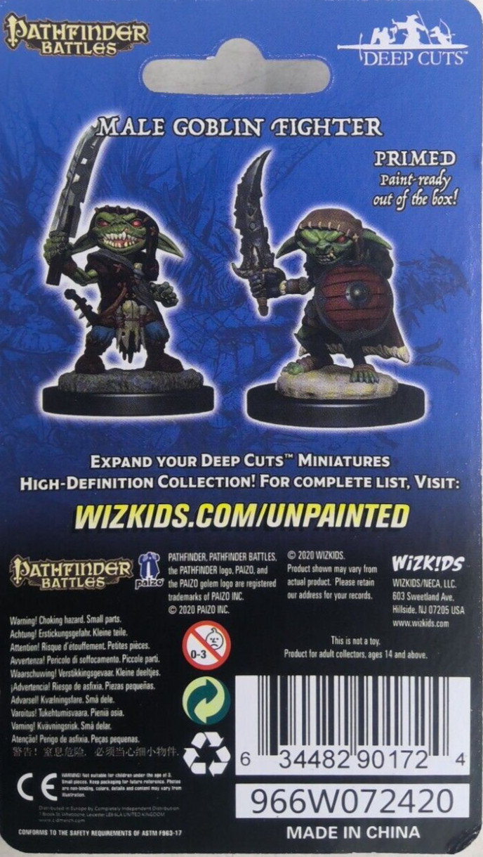 PATHFINDER BATTLES DEEP CUTS MINIATURE BRAND NEW ~ GOBLIN MALE FIGHTER