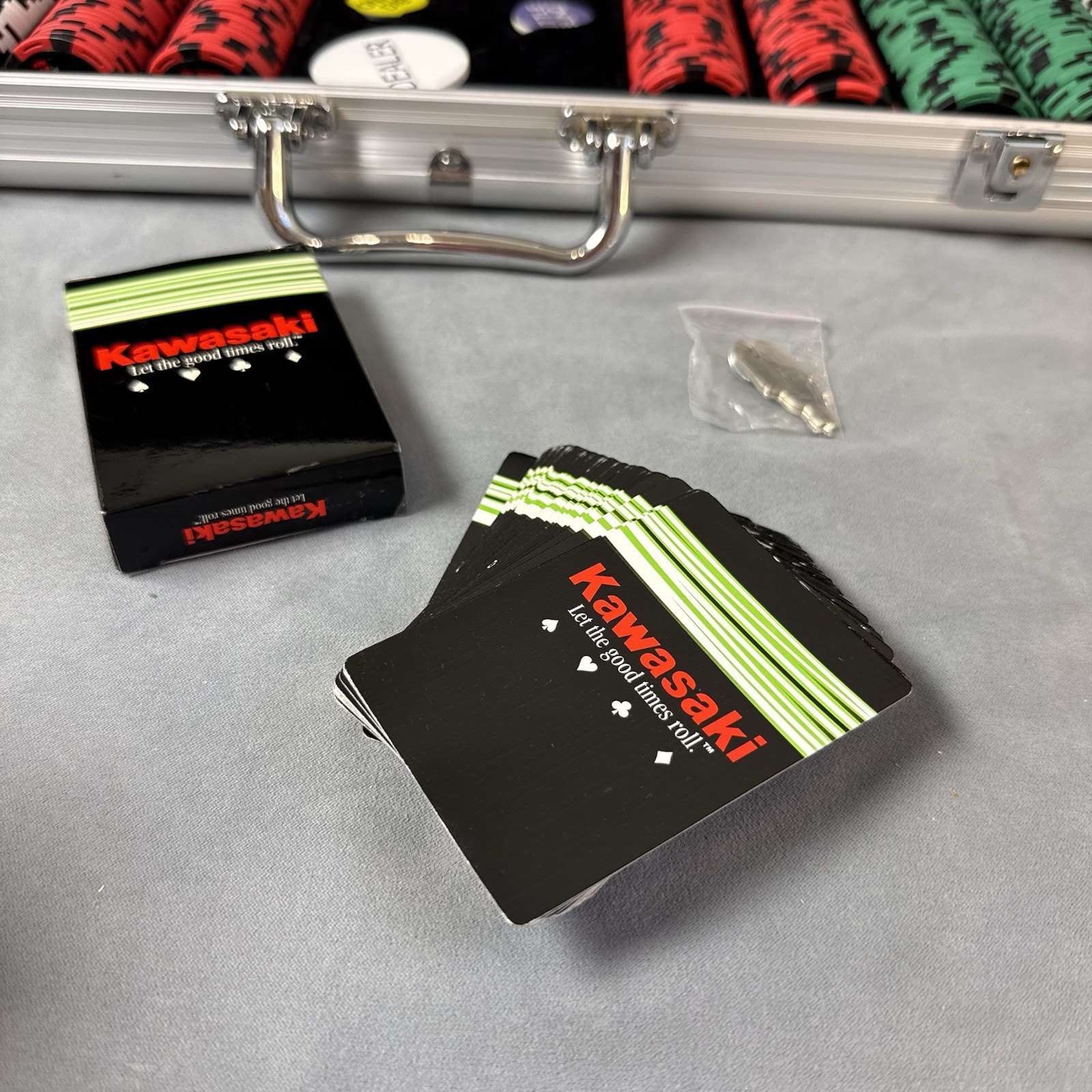 Limited-Edition OEM Kawasaki 500-Piece Clay Poker Chip Set in Aluminum Lock Case