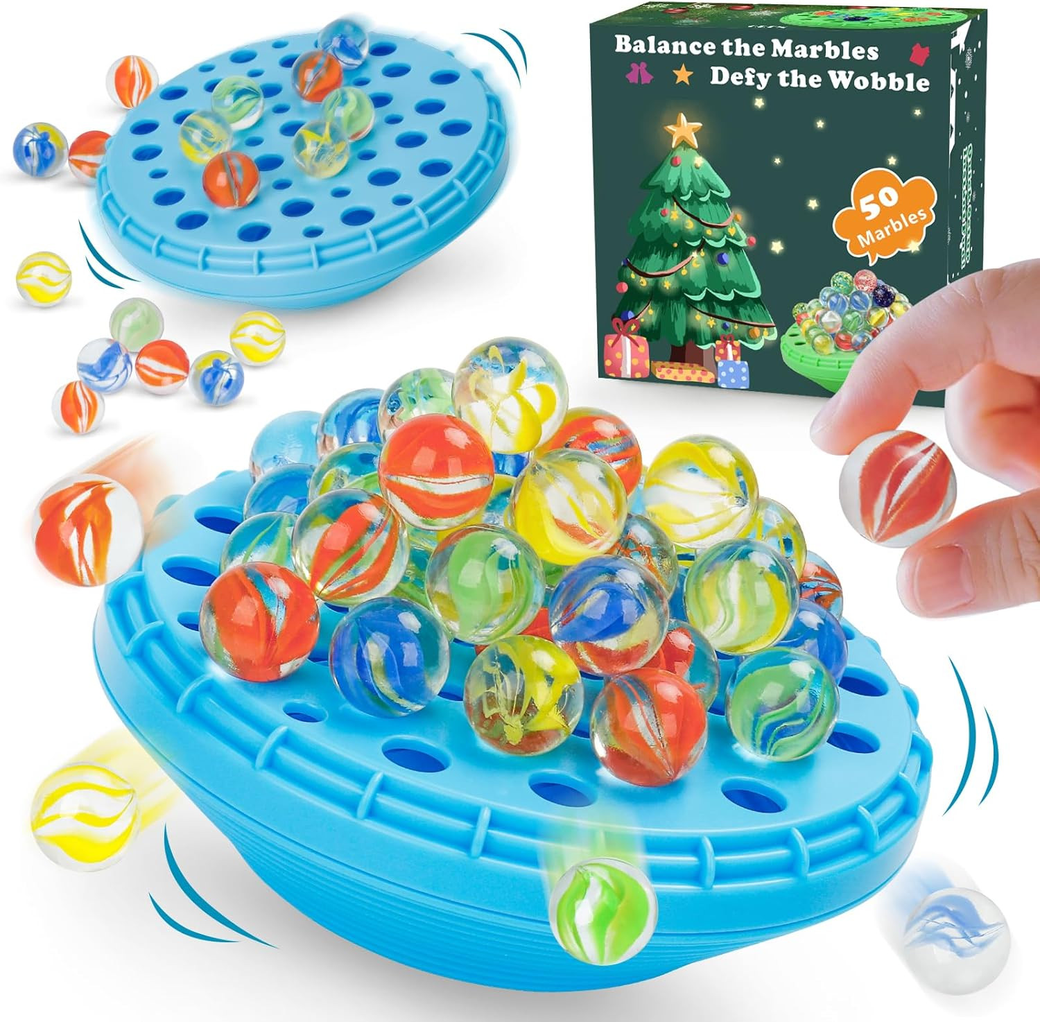 Marble Balance Game, Wobble Marble Stacking Game for Kids 6+, Family Games for K