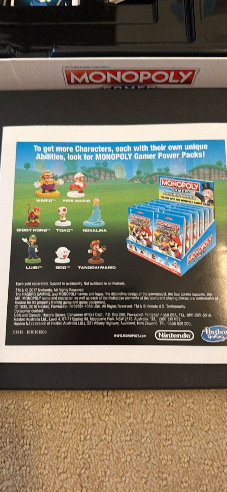Hasbro Gaming Nintendo Monopoly Gamer Board Game Character Tokens Custom Coins