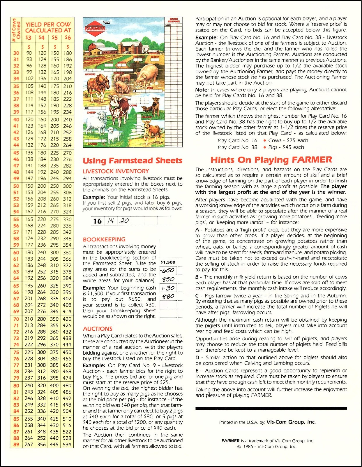 FARMER – An Exiting & Educational Game – For 2 Or More Players – WHOLESALE – 275