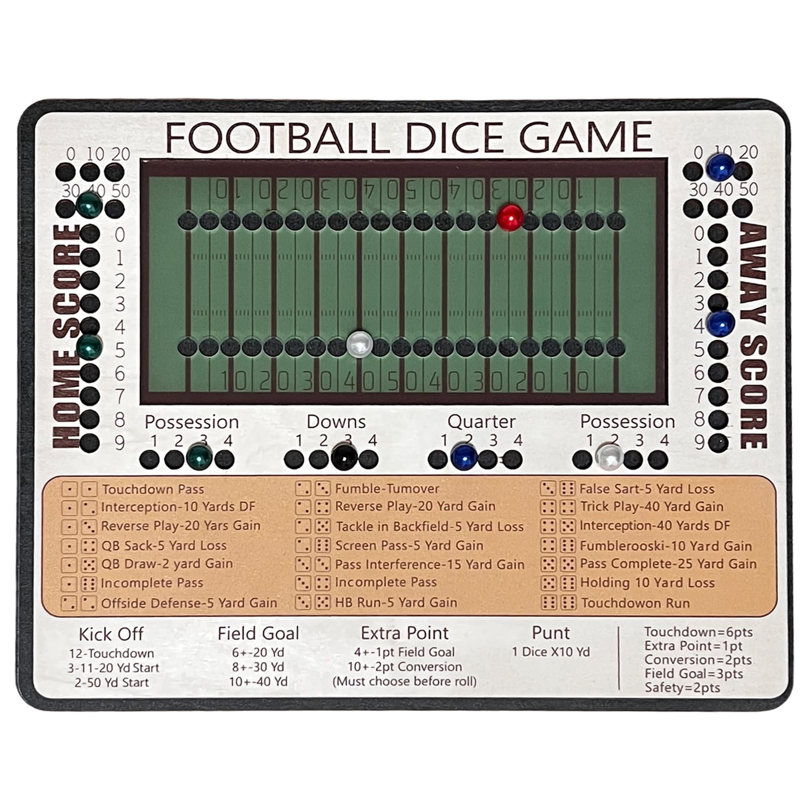 Football Dice Board Game – Fun Wooden Tabletop Game for Family Game Night, Ic…
