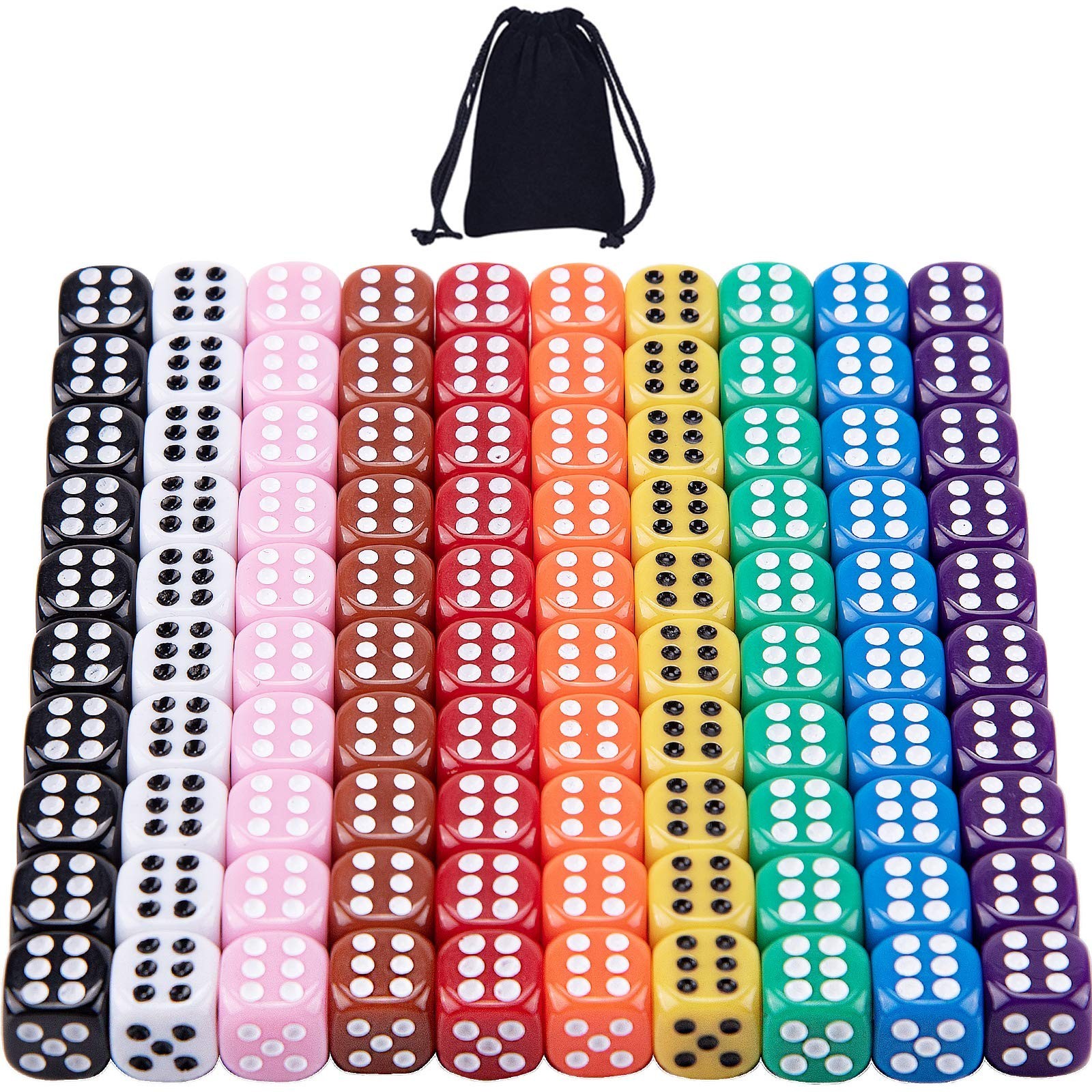 100 Pcs 12mm Game Dice Set – 6-Sided Round Corner Dice for Tenzi, Farkle, Yahtze