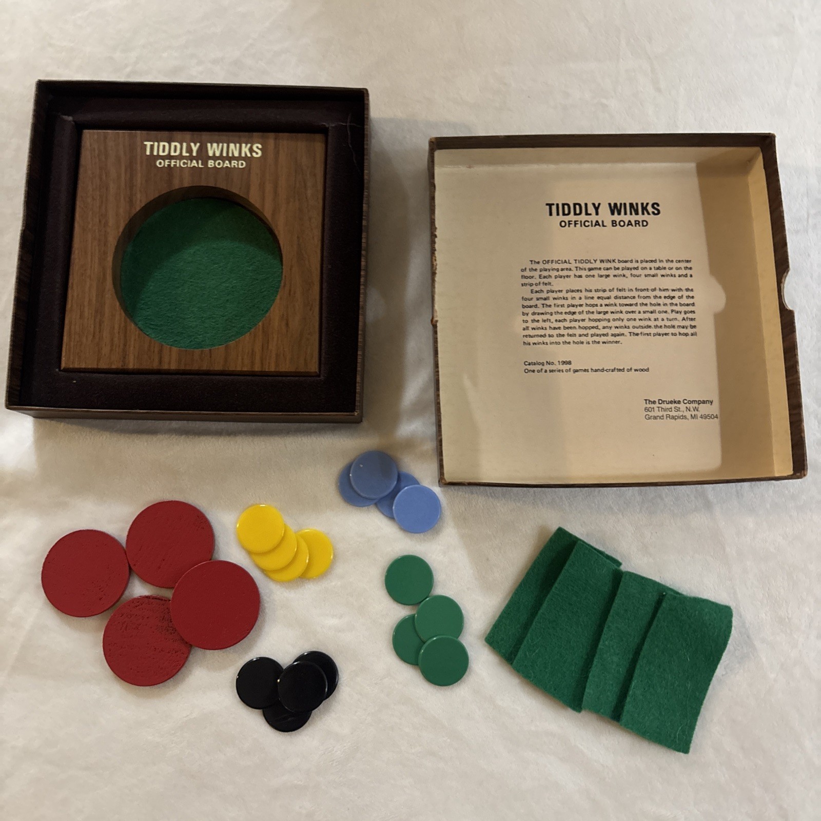 Vintage Tiddly Winks The Drueke Co. No 1998 American Walnut Wood