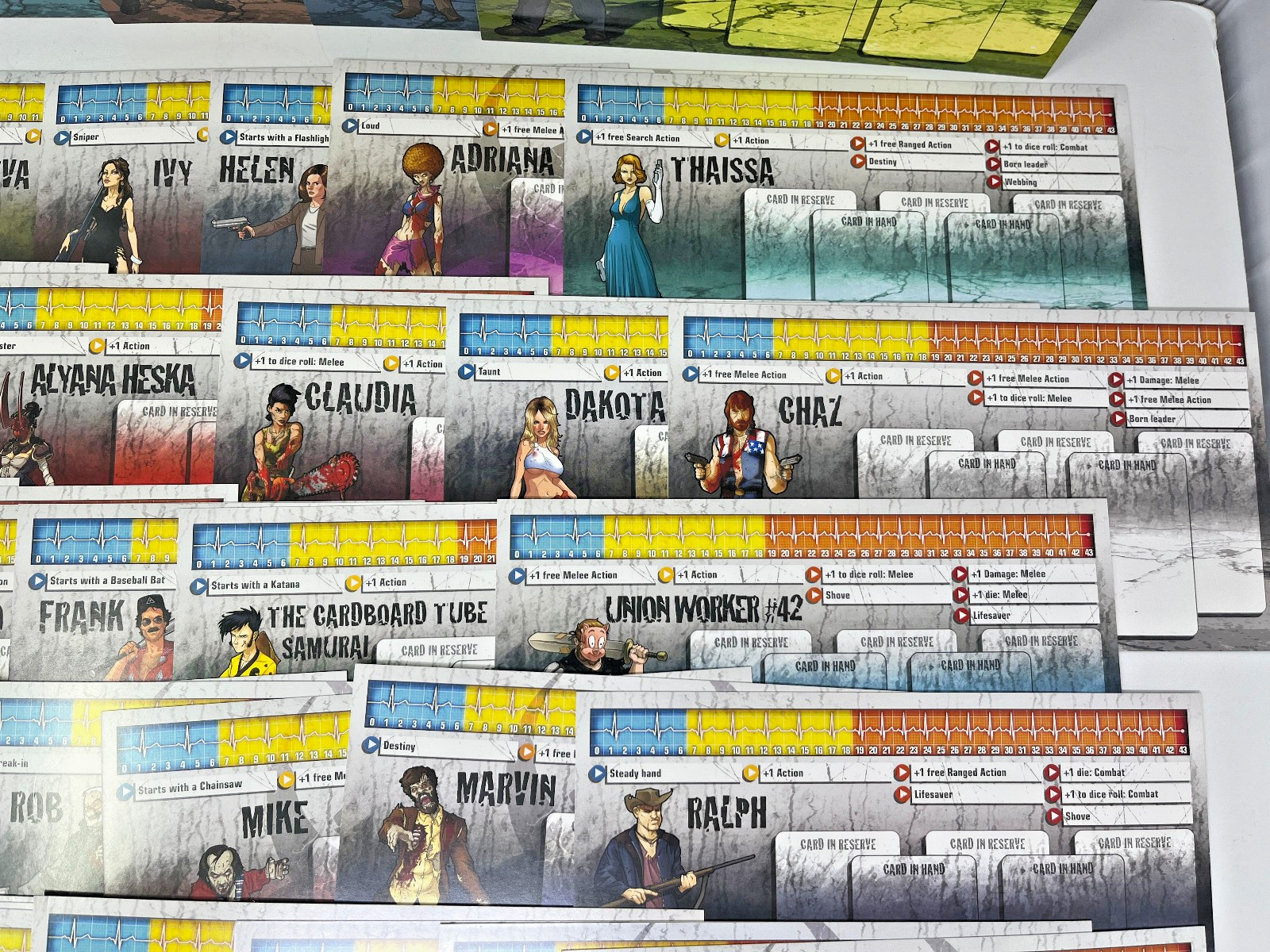 HUGE LOT OF 52 ZOMBICIDE CHARACTER DASHBOARDS -LOTS of 1 st EDITIONS!