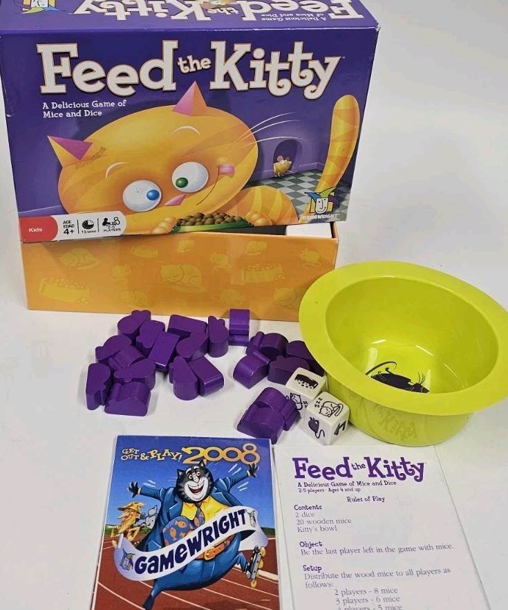Feed the Kitty Delicious Mice and Dice Board Game GameWright 100% Complete