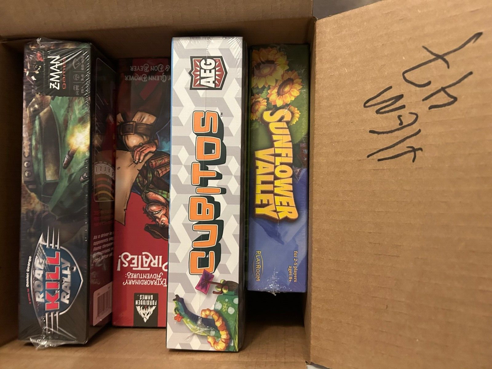 Lot of 4 Board Game MSRP $145 Cubitos, Road Kill Rally, Pirates,Sunflower Valley
