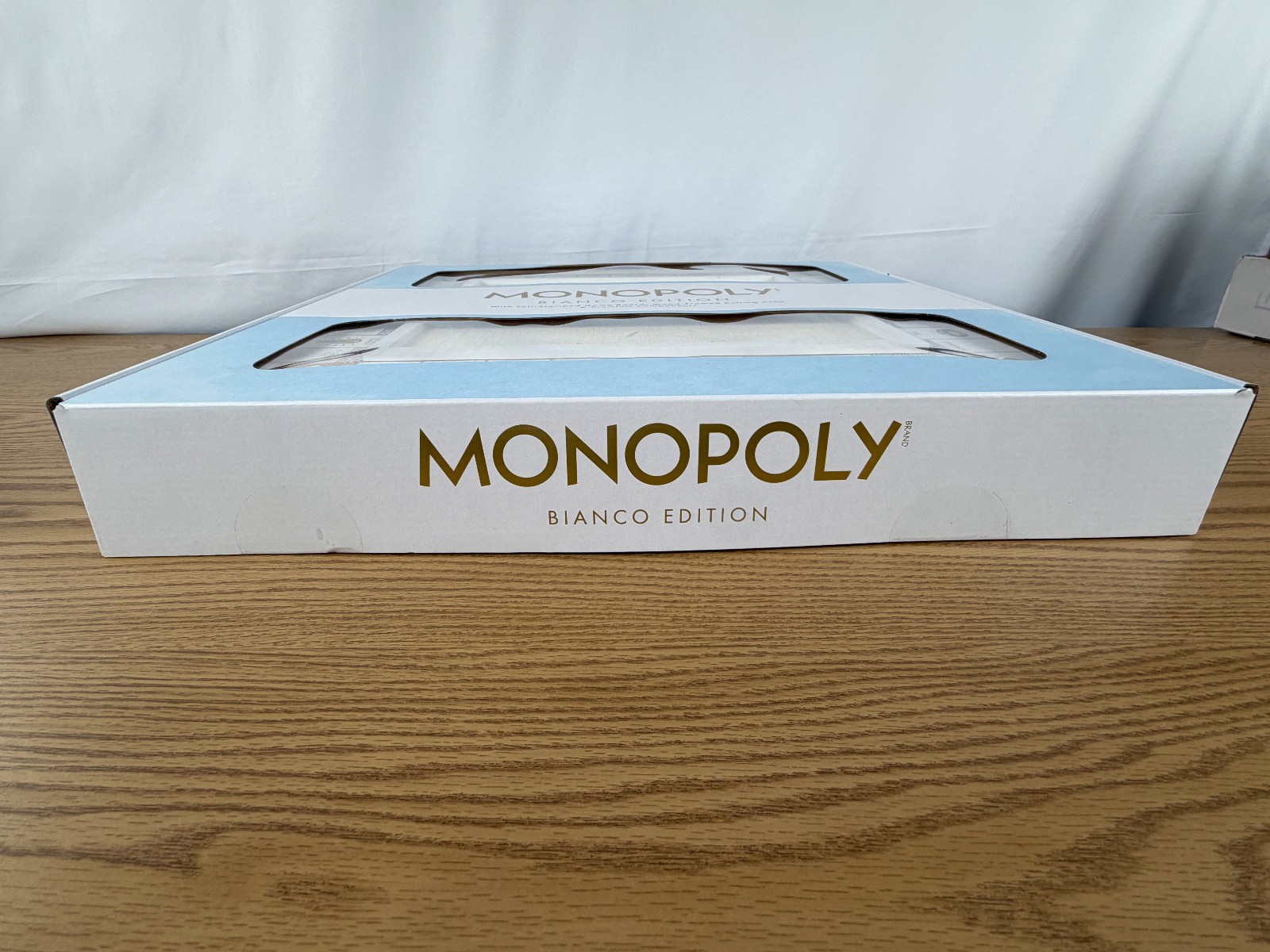 WS Game Co Monopoly Bianco Edition with Foil-Stamped Wood Game Board Open Box