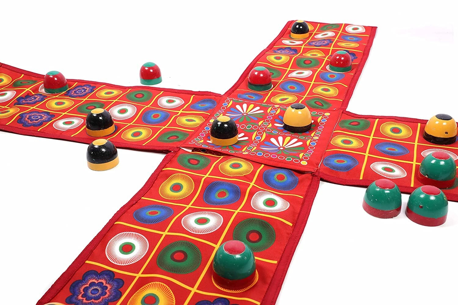 Handmade Chopat Red Pachisi Indian Ludo Chausar Game for 12 months and up