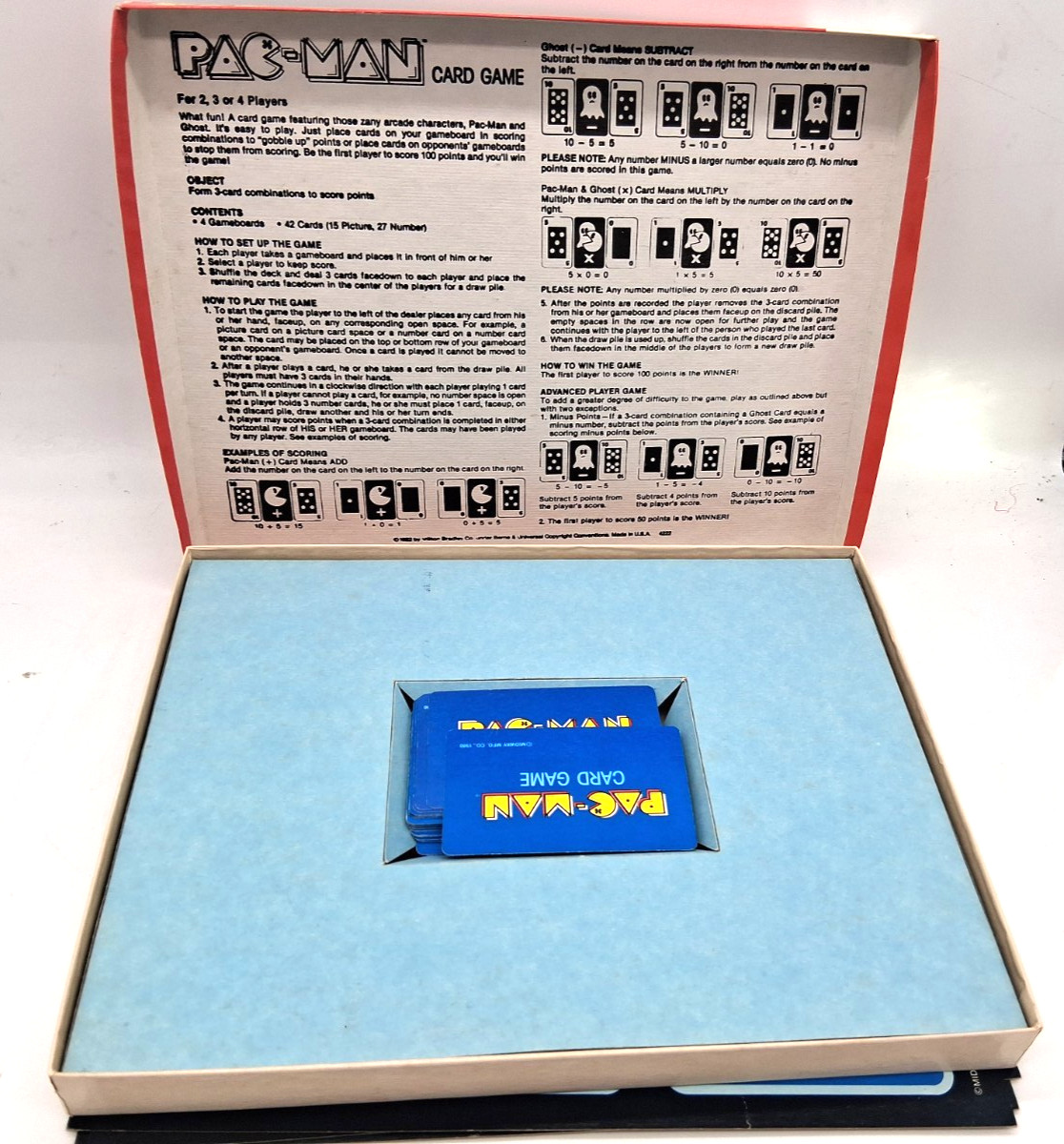 Vintage 1982 Pac-Man Card & Board Game Milton Bradley Complete Arcade Classic