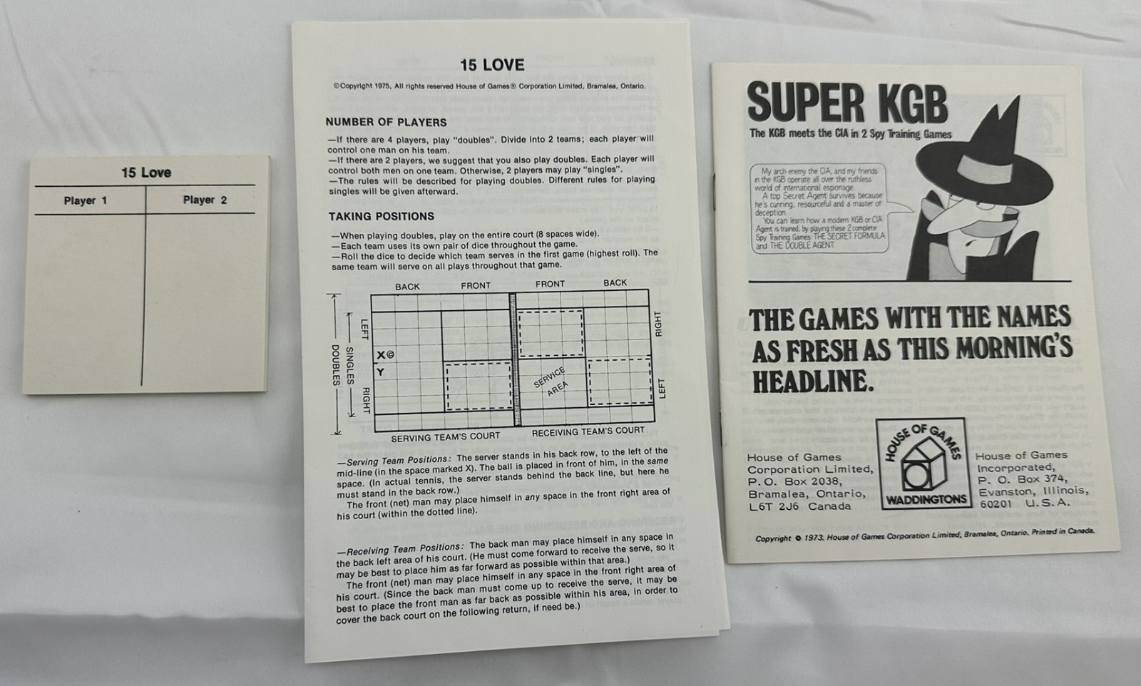 1974 15 Love Game by Waddington Complete in Very Good Condition FREE SHIPPING