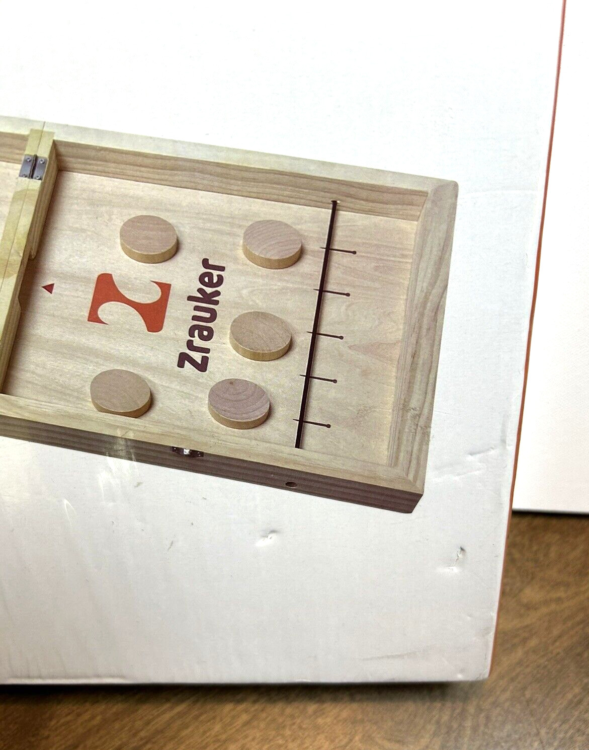 Foldable Wooden Fast Sling Puck & Chess Game. New game with light damage to box
