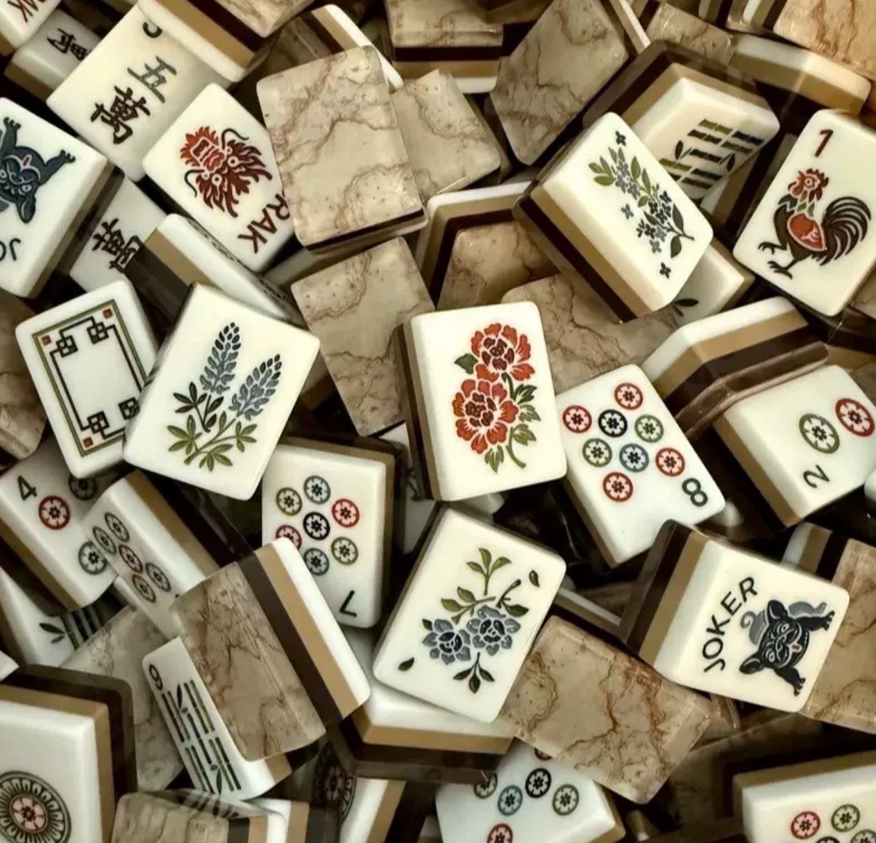New high-end Marble color Mahjong Tiles set ,160 tiles+ Free storage bag