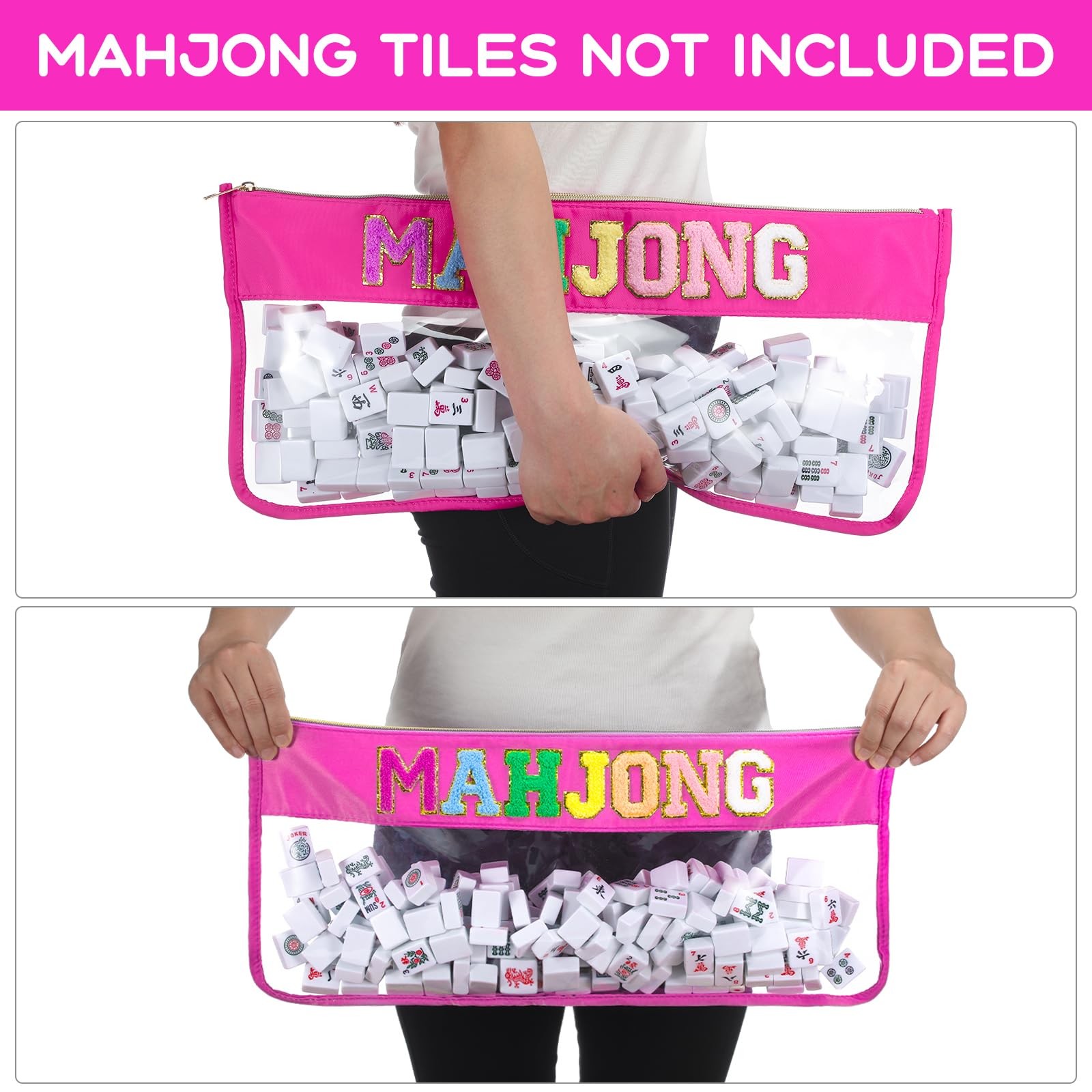 1 PCS Mahjong Bag – Empty Mahjong Tiles Bag Only with Zippered & Letters, Cas…