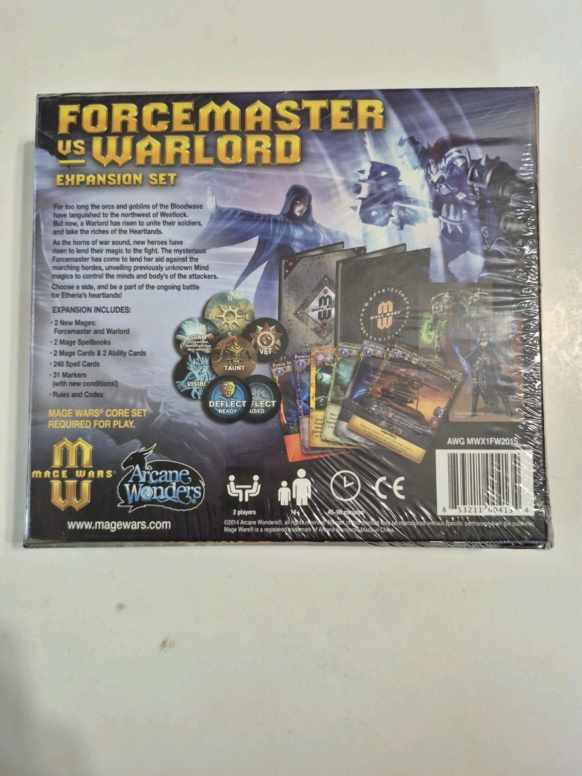 Mage Wars Forcemaster vs Warlord Expansion Set (2012) Arcane Wonders New Sealed