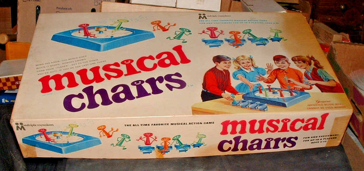 Vintage 1967 MUSICAL CHAIRS Game Multiple Toymakers Company COMPLETE Excellent