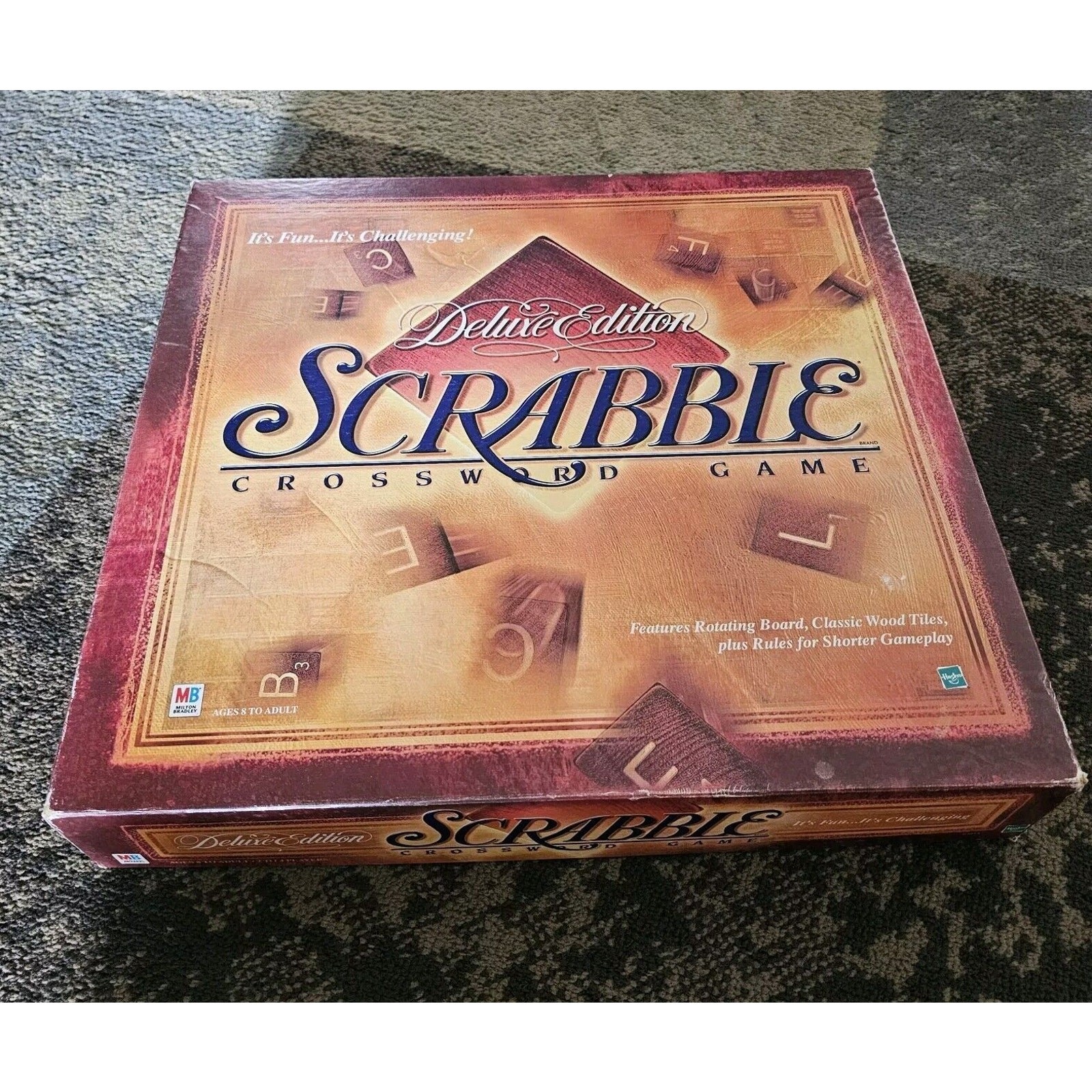 Scrabble Deluxe Collector’s Edition Turntable Crossword Rotating Milton Bradley