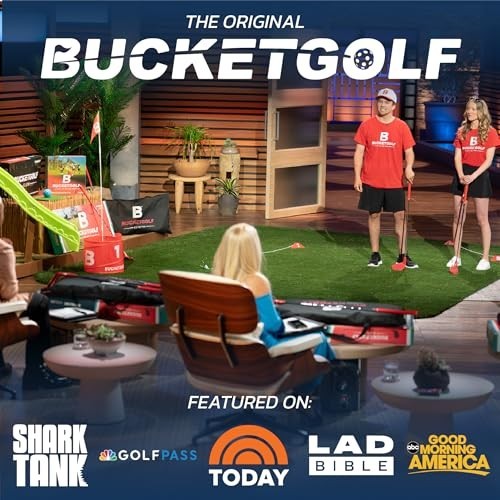 Bucketgolf 6-Hole Backyard Golf Game with 4 Clubs for All Ages