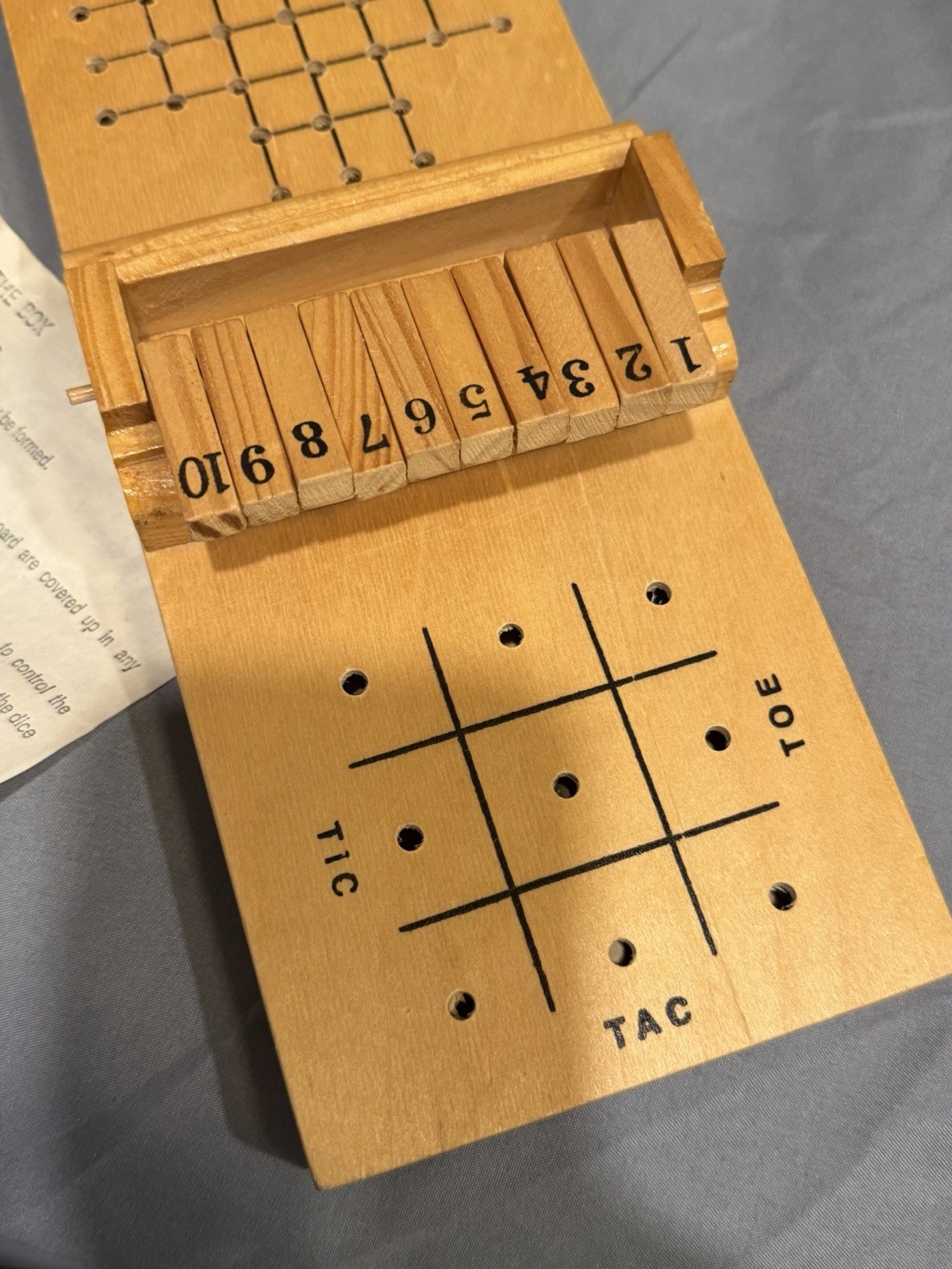 Mini Wood 3 in 1 Game Set, Tic Tac Toe, Peg Solitaire, Shut The Box W/ Storage